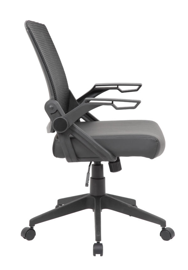 Boss B6223 Mesh Flip Arm Task Chair - Ergonomic Office Chair with Adjustable Height and Lumbar Support for Home & Office Workspaces