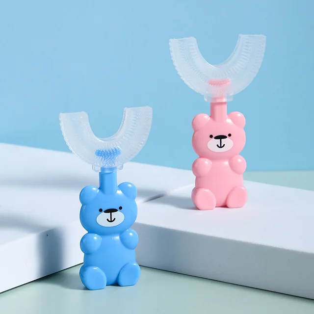 BearHug Kids U-Shaped Toothbrush for Children - Soft Bristles, Easy Grip Design for Toddlers & Kids - Perfect for Brushing Teeth at Home, School & Travel