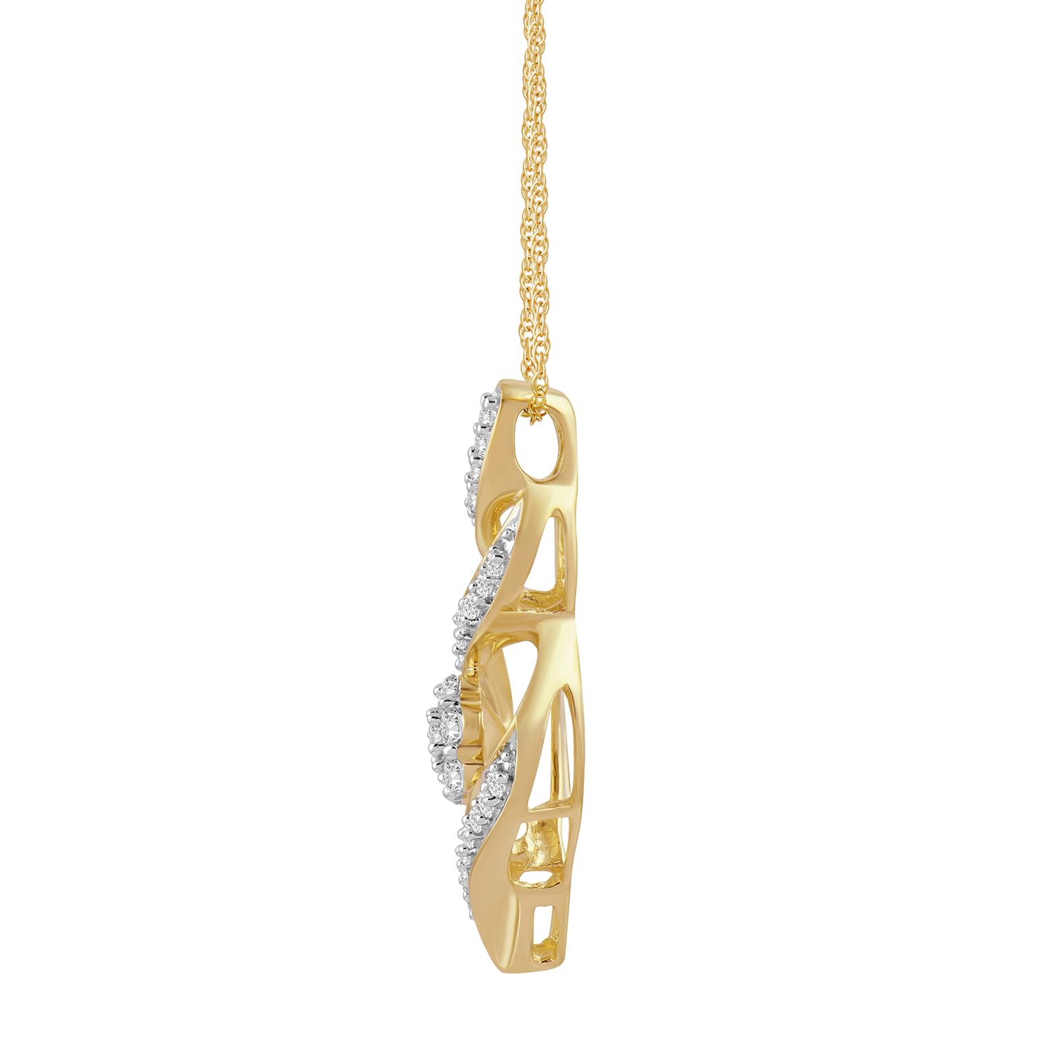 Amazon Essentials 10K Gold Diamond Twist Pendant Necklace (1/4 cttw) - Elegant Jewelry Gift for Women, Perfect for Anniversaries, Birthdays & Special Occasions