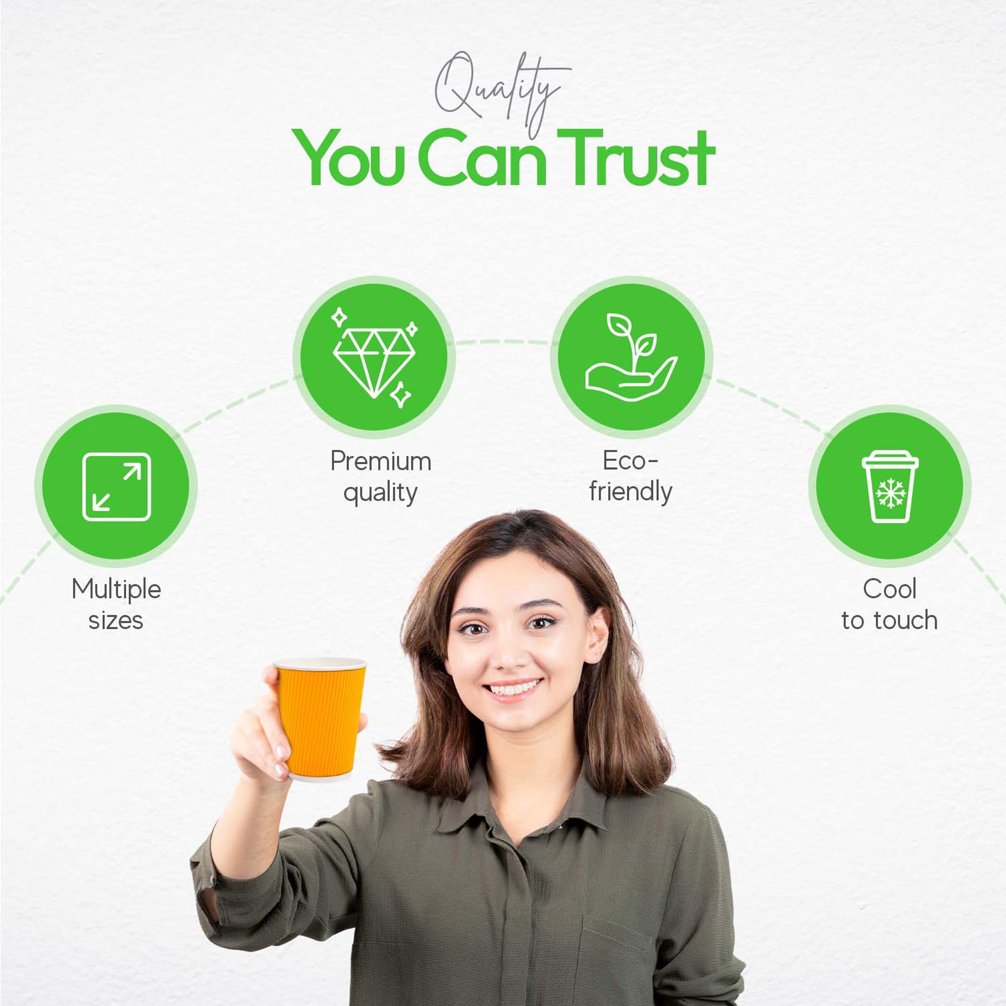 12oz Disposable Coffee Cups - 500 Pack Insulated Ripple Wall Hot Cups for Coffee & Tea | Rolled Rim, Yellow Paper | Lids Sold Separately | Perfect for Cafes, Offices & Events
