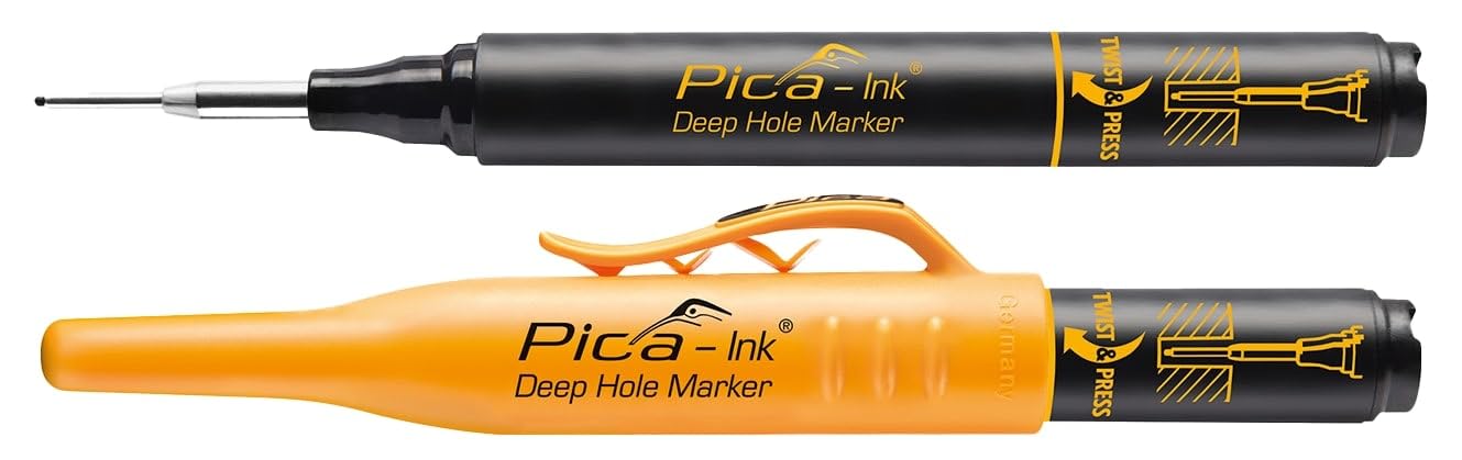 Pica INK Black Permanent Deep Hole Marker Pen - Fine Tip 150-46 for Industrial Marking, Construction, and Metalwork