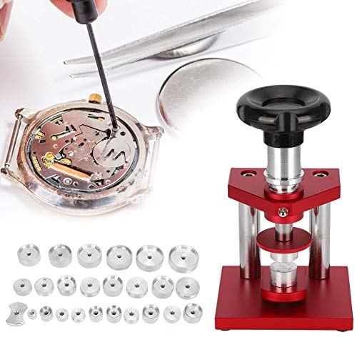 Professional Watch Press Tool Set - 12mm to 44mm Watch Back Case Closer with 25 Aluminum Dies | Watch Repair Kit for Watchmakers & Jewelers | Perfect for Watch Battery Replacement, Back Cover Installation & Watch Maintenance