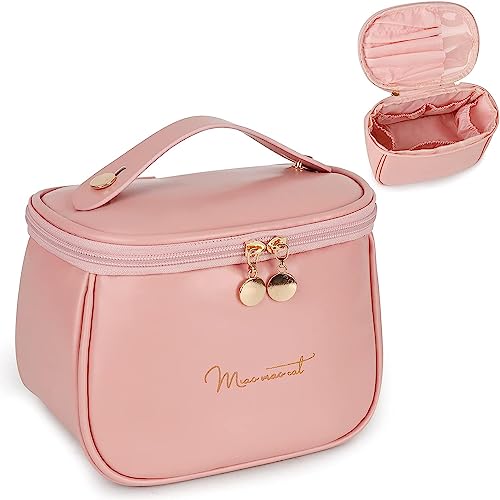 **Jukmen Large Cosmetic Bags for Women - Travel Makeup Organizer with Double Zipper, High Capacity Toiletry Bag for Brushes & Accessories (Pink) - Perfect for Travel, Gym, and Daily Use**