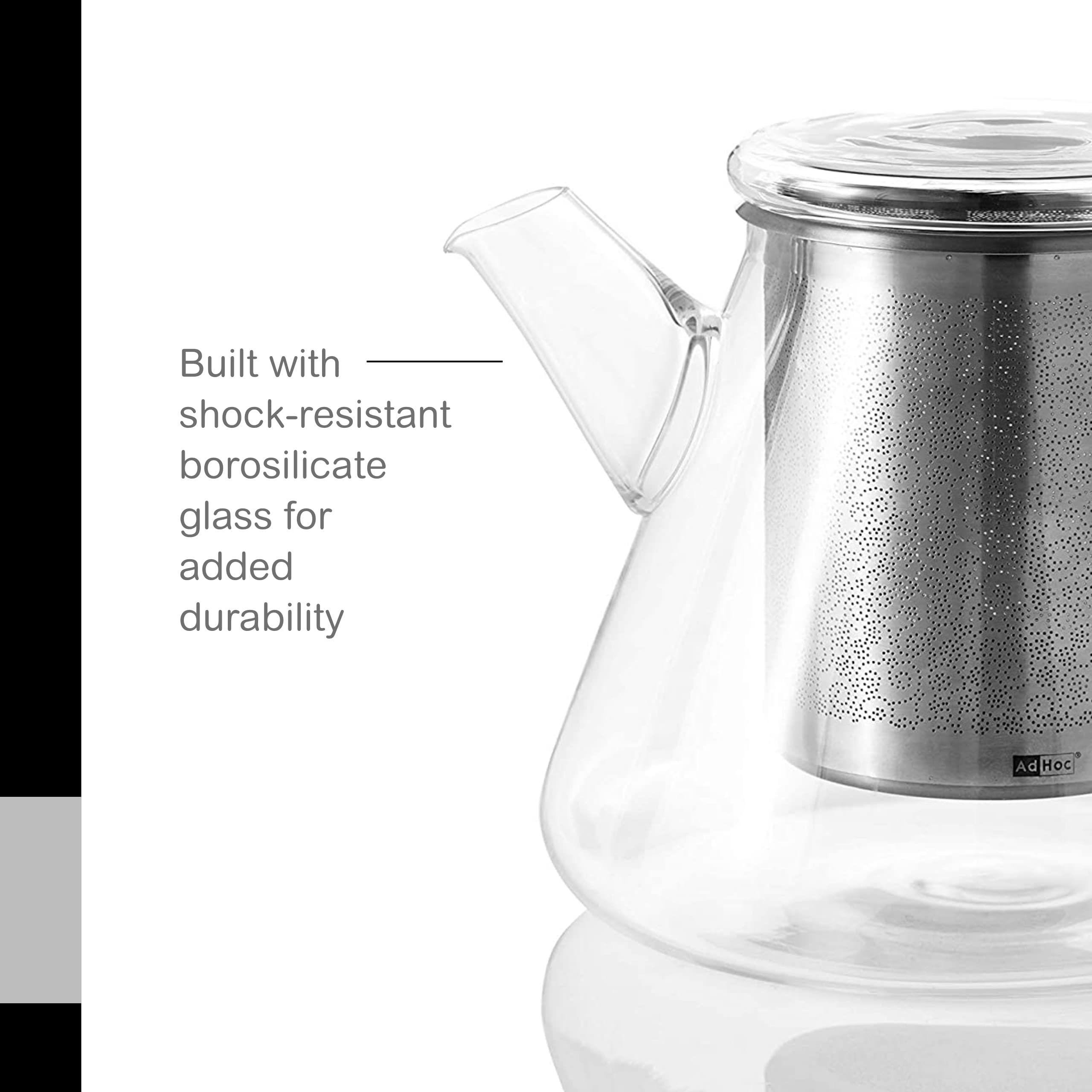 Premium Glass Teapot with Removable Infuser - 50oz Stovetop & Loose Leaf Tea Kettle - Large & Small Heat-Resistant Teapot for Home, Office, or Gift - Perfect for Herbal, Green, Black & Iced Tea Brewing