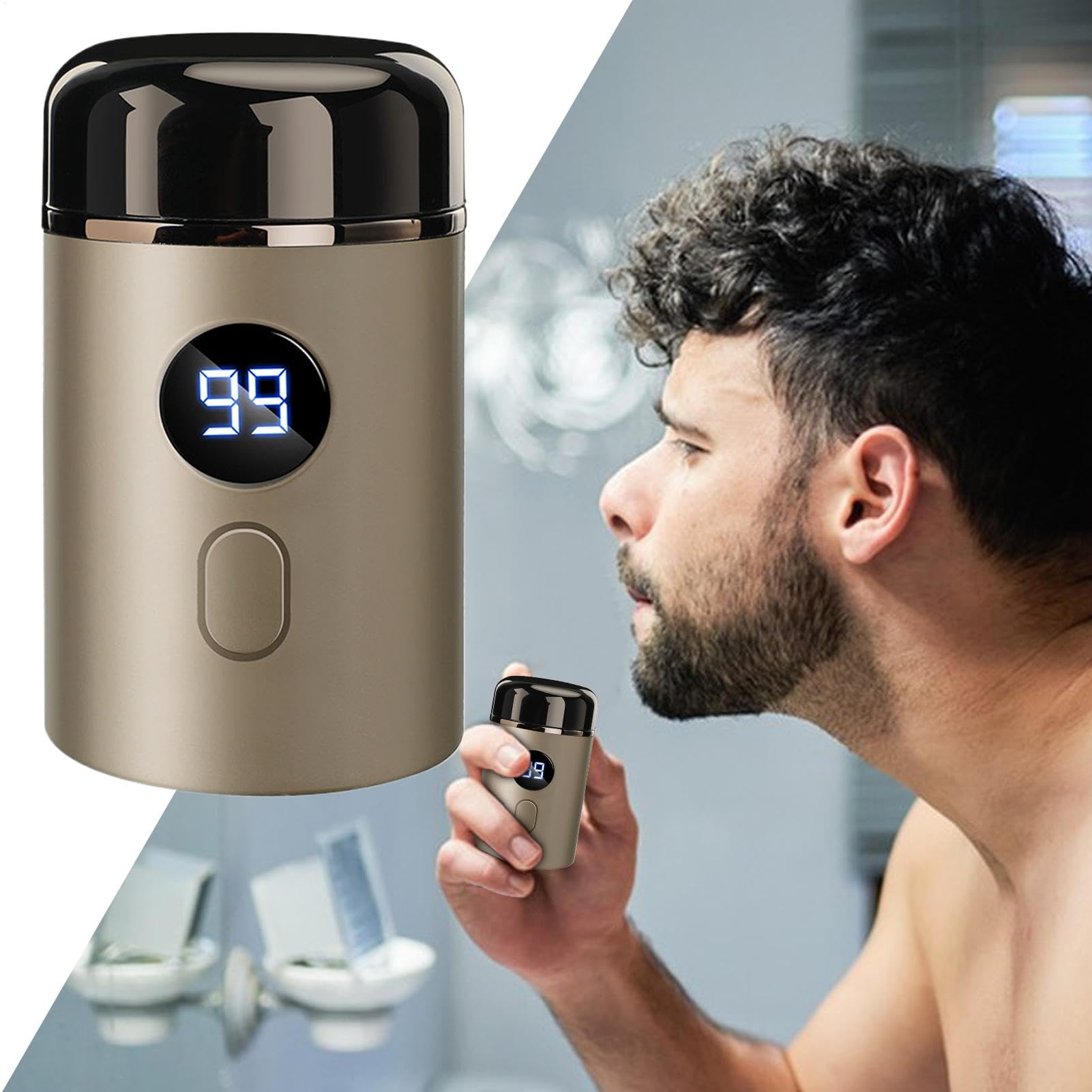 Men's Travel Electric Shaver - Portable Rechargeable Beard Trimmer & Body Groomer | Compact Shaving Machine for Business Trips, Gym, Camping & Father's Day Gifts
