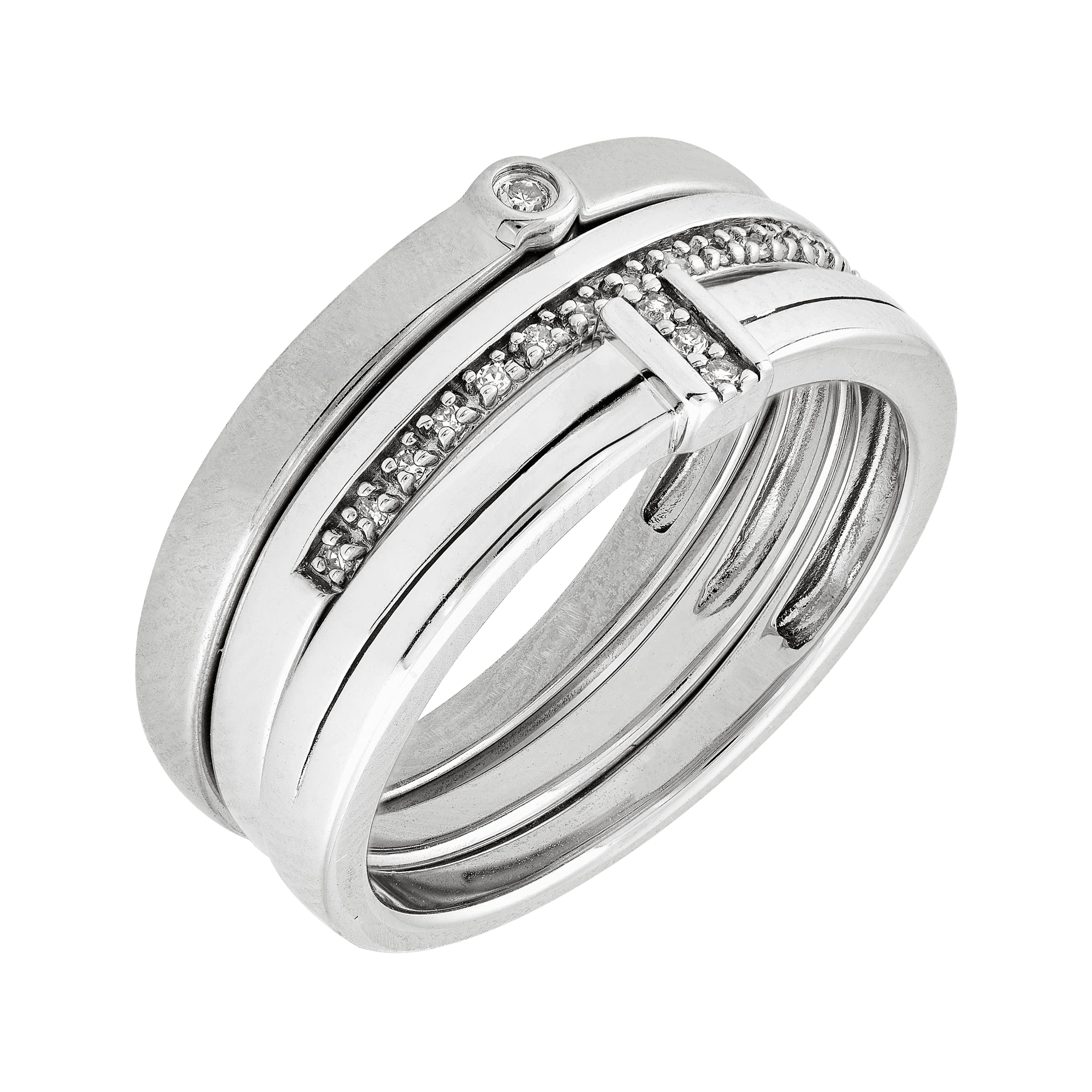 Welry Stacking Rings with Diamonds - Set of 3 Sterling Silver Rings for Women | Perfect for Layering, Everyday Wear & Special Occasions