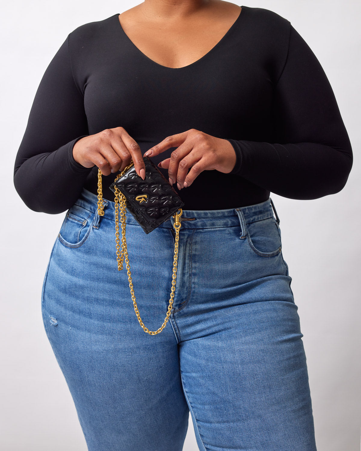 Monogram Gold Compact Wallet on Chain WOC - Mirror Black | Luxury Crossbody Bag for Women, Perfect for Evening Parties & Daily Use