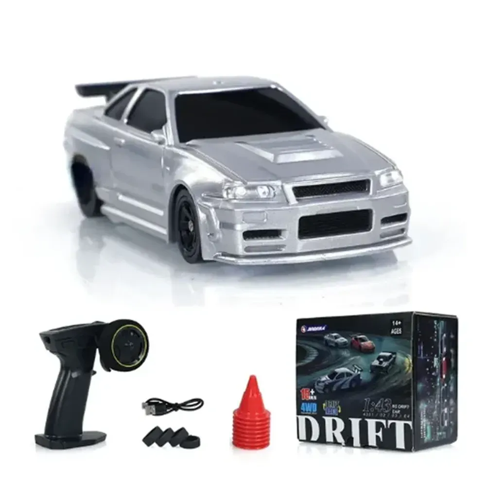 Jiabaile 1/43 Scale RC Drift Car with Gyro - 2.4G 4WD Ready-to-Run Remote Control Car - Perfect Gift for Kids & Adults - Ideal for Indoor Racing & Drifting Practice (Model 4301/02/03/04)