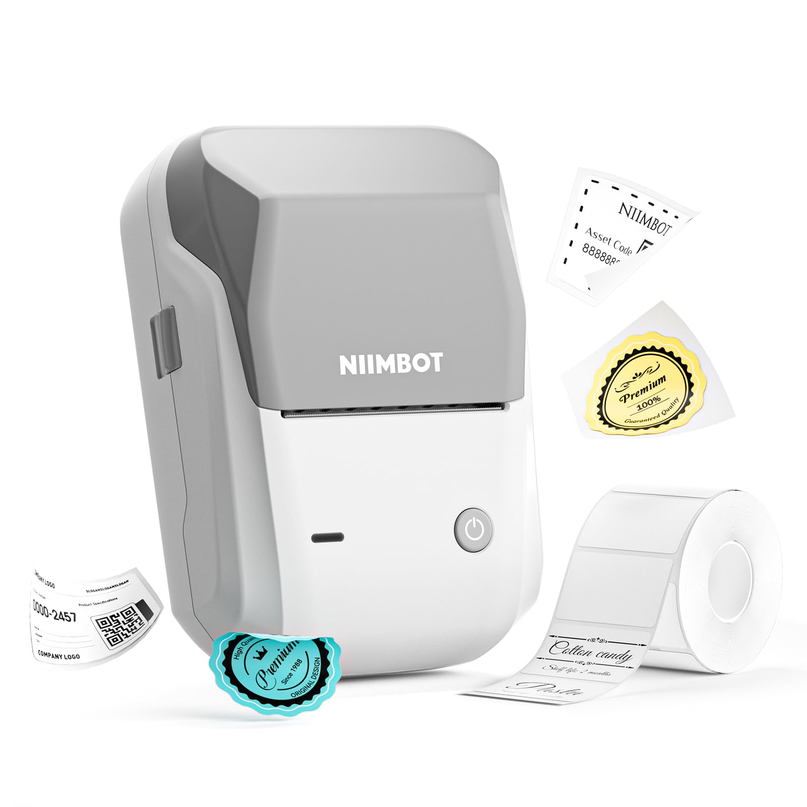 NIIMBOT B1 Bluetooth Thermal Label Printer - Portable Barcode Sticker Maker for Home, Office, Mailing & Retail | Wireless Label Printing for Small Business, Bakery, Grocery Store | Works with Phone & Computer (Grey) | Perfect for Inventory Management, Shipping Labels & Product Tagging