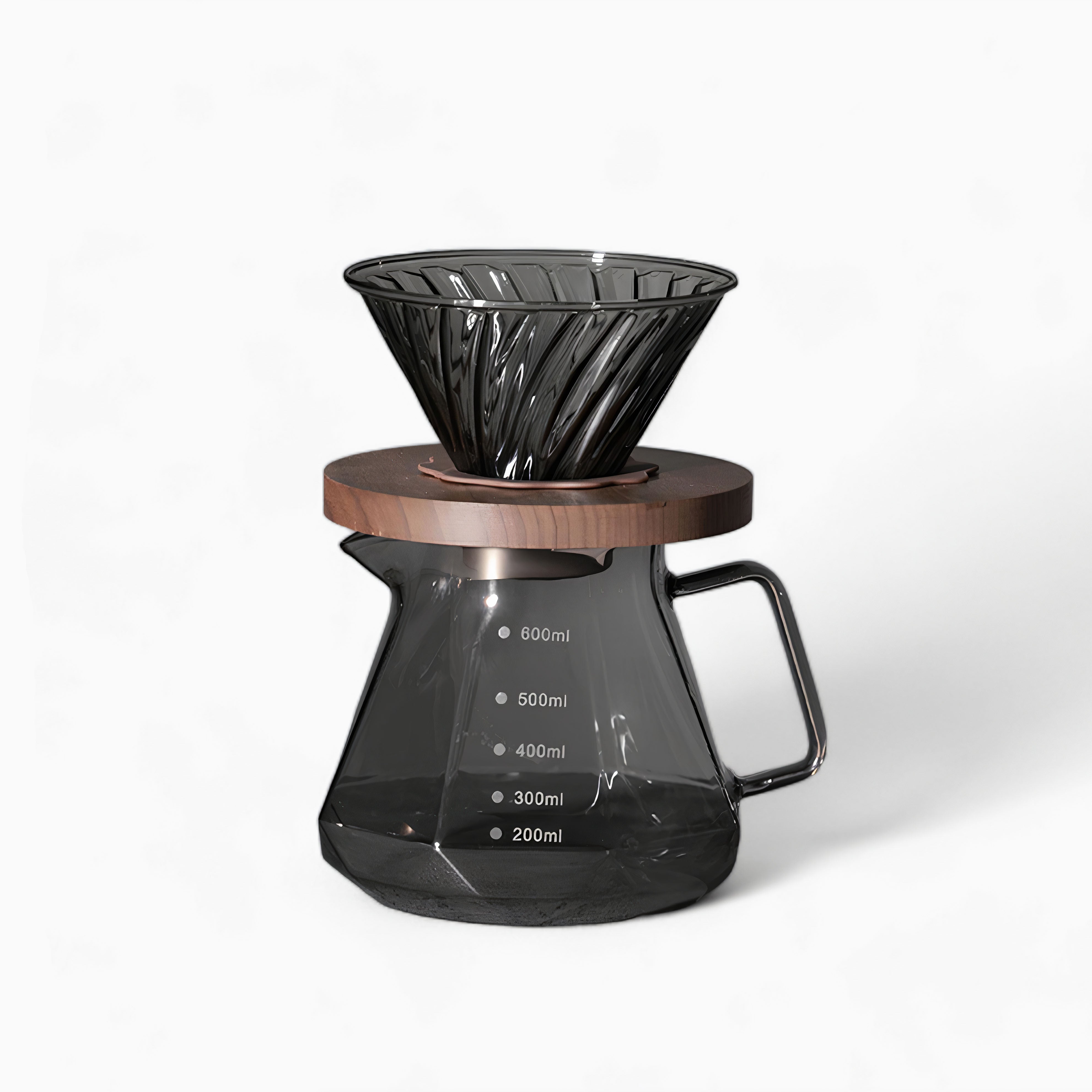 Premium V60 Coffee Dripper Set with Walnut Wood Stand & Glass Carafe - Perfect for Pour Over Brewing at Home, Office or Gifts for Coffee Lovers