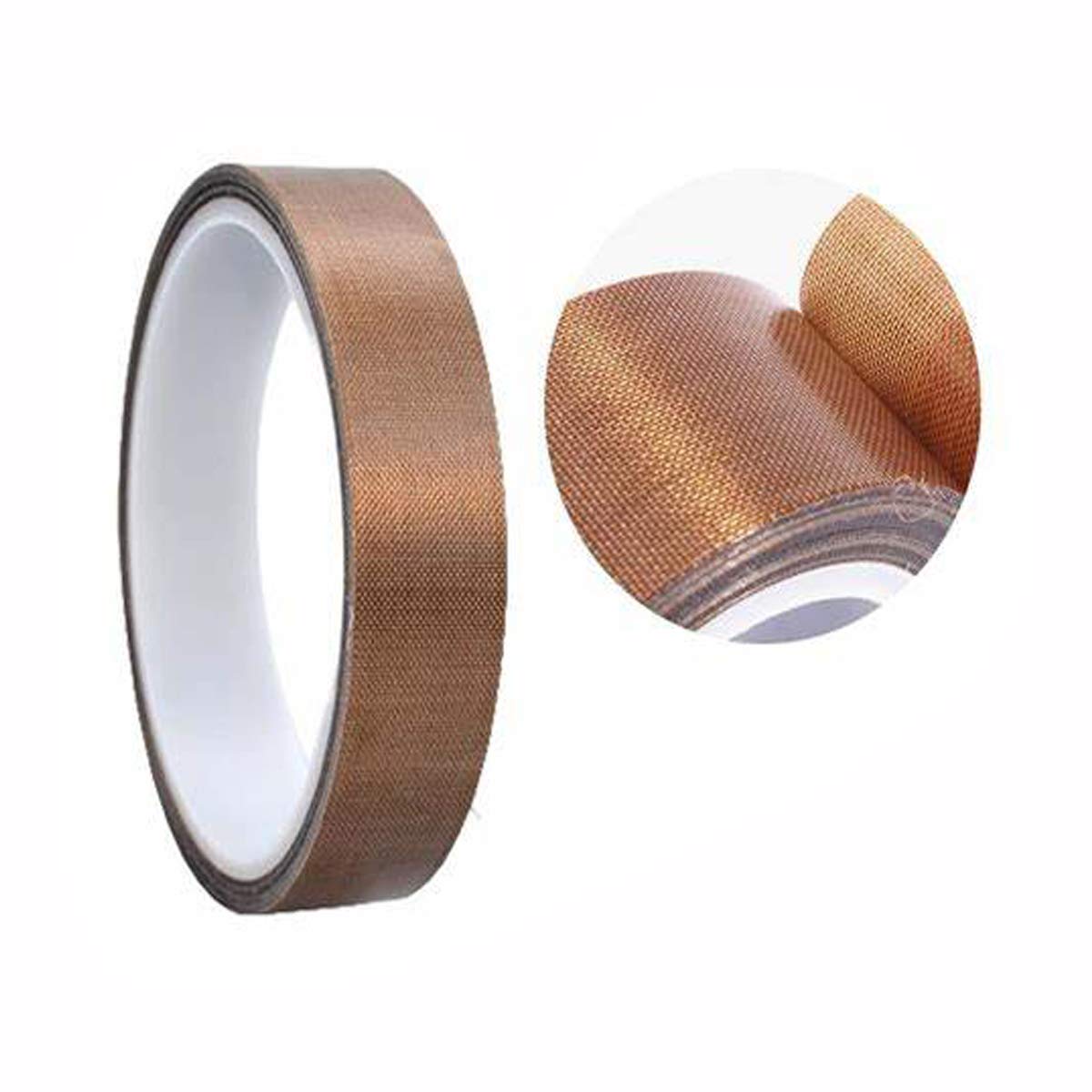 2 PCS PTFE Coated Fiberglass Teflon Tape - High Temperature Resistant Adhesive Tape for Drying Conveyor Belts, Welding Seals & Vacuum Sealer Machines (Brown, 13mm x 11yd/33ft x 0.18mm) - Ideal for Industrial Food Processing, Packaging Equipment & Heat Press Applications