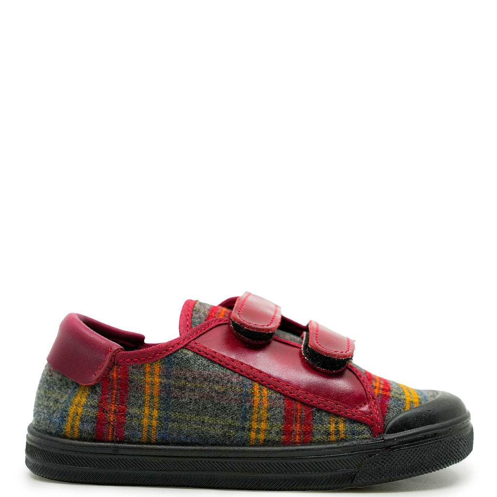 Pepe Red Plaid Velcro Sneakers for Men - Comfortable Slip-On Casual Shoes for Walking, Running & Daily Wear | Trendy Street Fashion Footwear