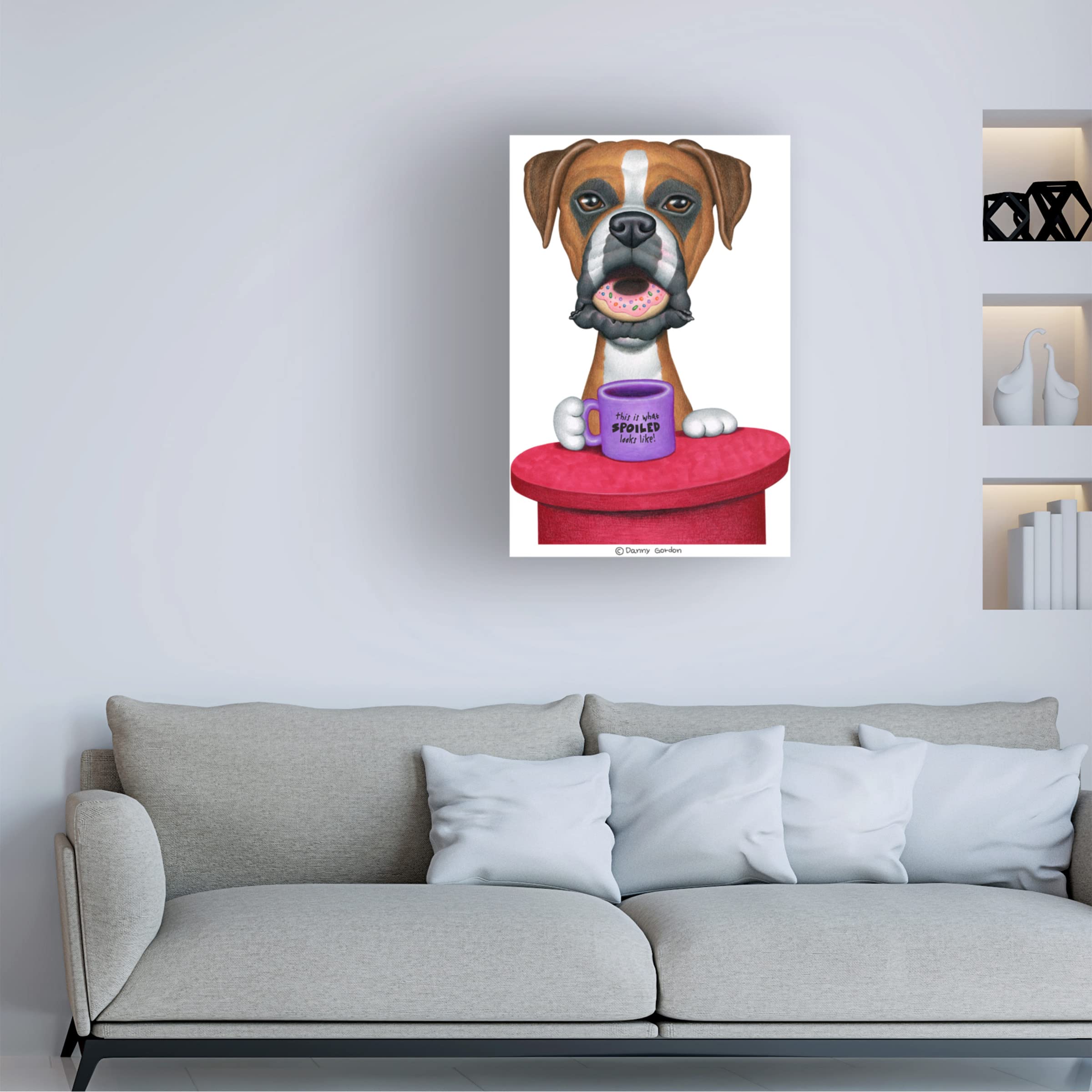 Danny Gordon 'Boxer Coffee and Donut' Canvas Art Print - Premium Trademark Fine Art Wall Decor for Home, Office & Cafe - Perfect Gift for Coffee Lovers & Boxing Fans