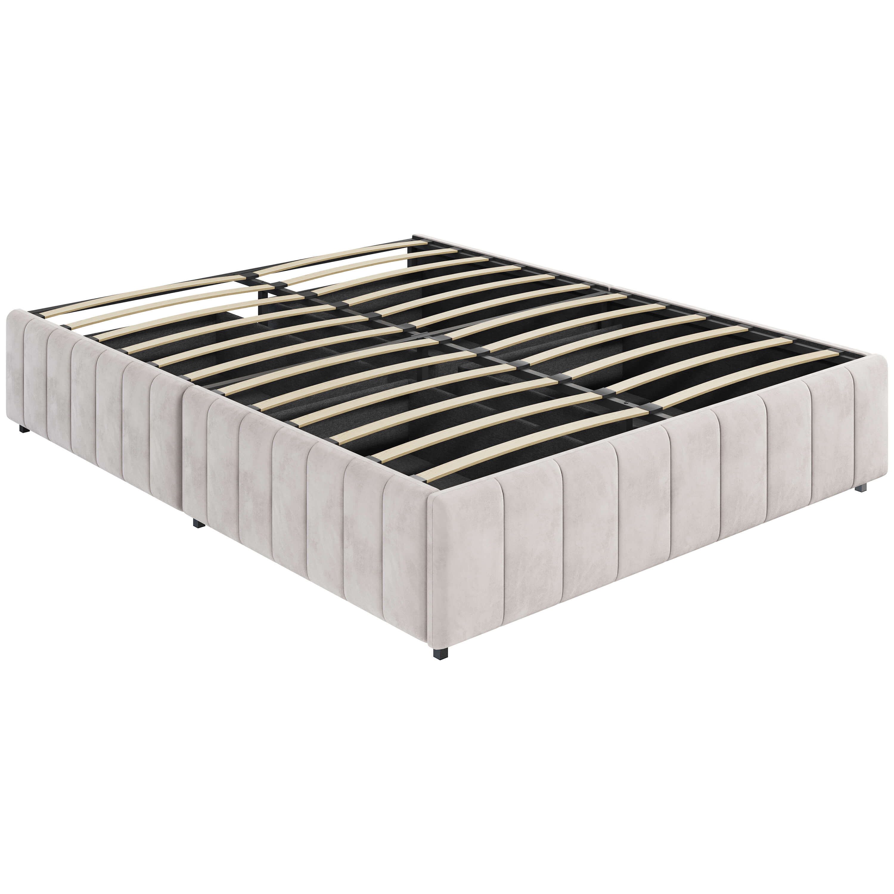 Yaheetech Upholstered Platform Bed Frame with 4 Storage Drawers - Queen Size, Sturdy Metal Frame & Noise-Free Design for Bedroom, Guest Room, or Small Space