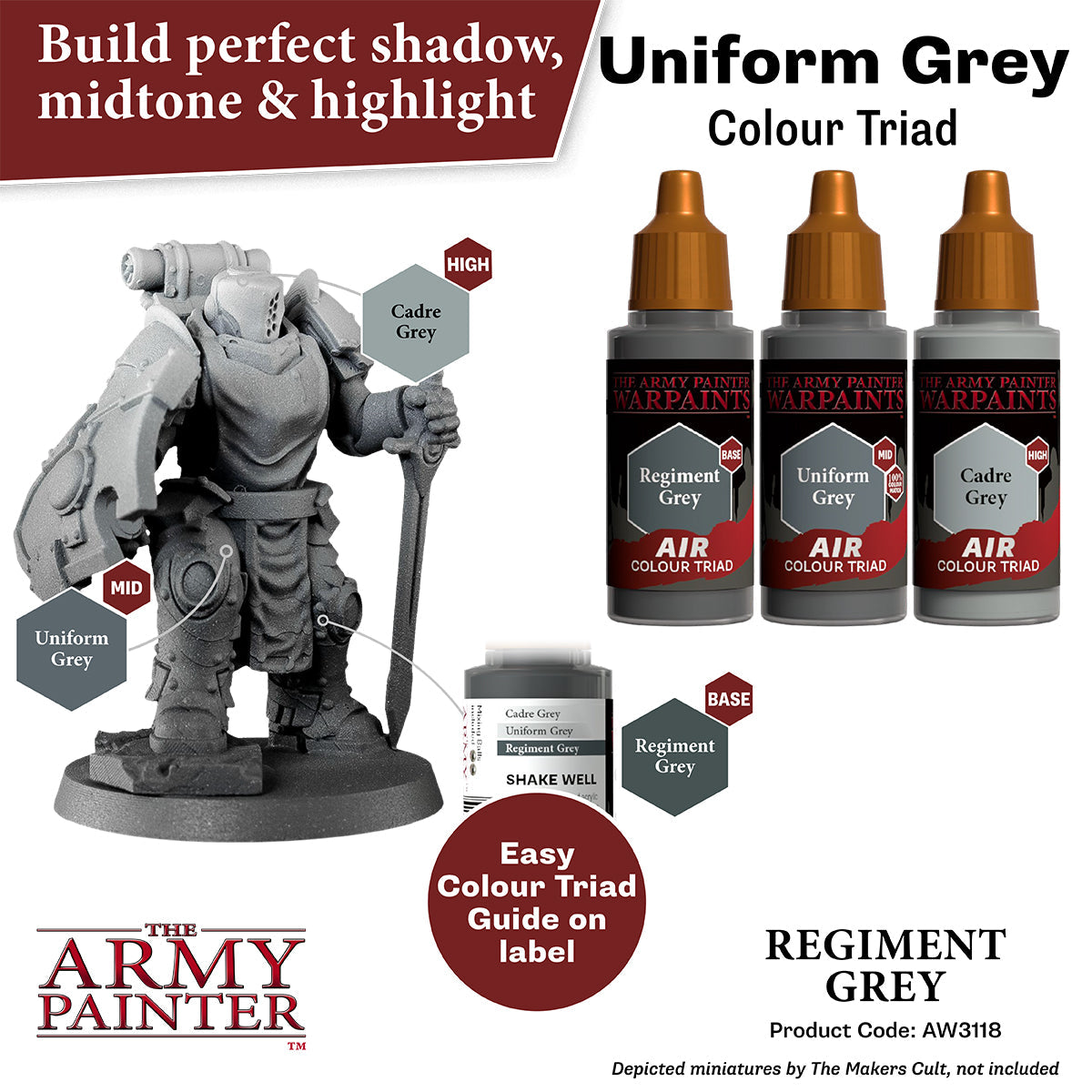 Warpaints Air: Regiment Grey - Premium Miniature Paint for Wargaming & Model Kits - Perfect for Tabletop Gaming, Warhammer, and DIY Craft Projects