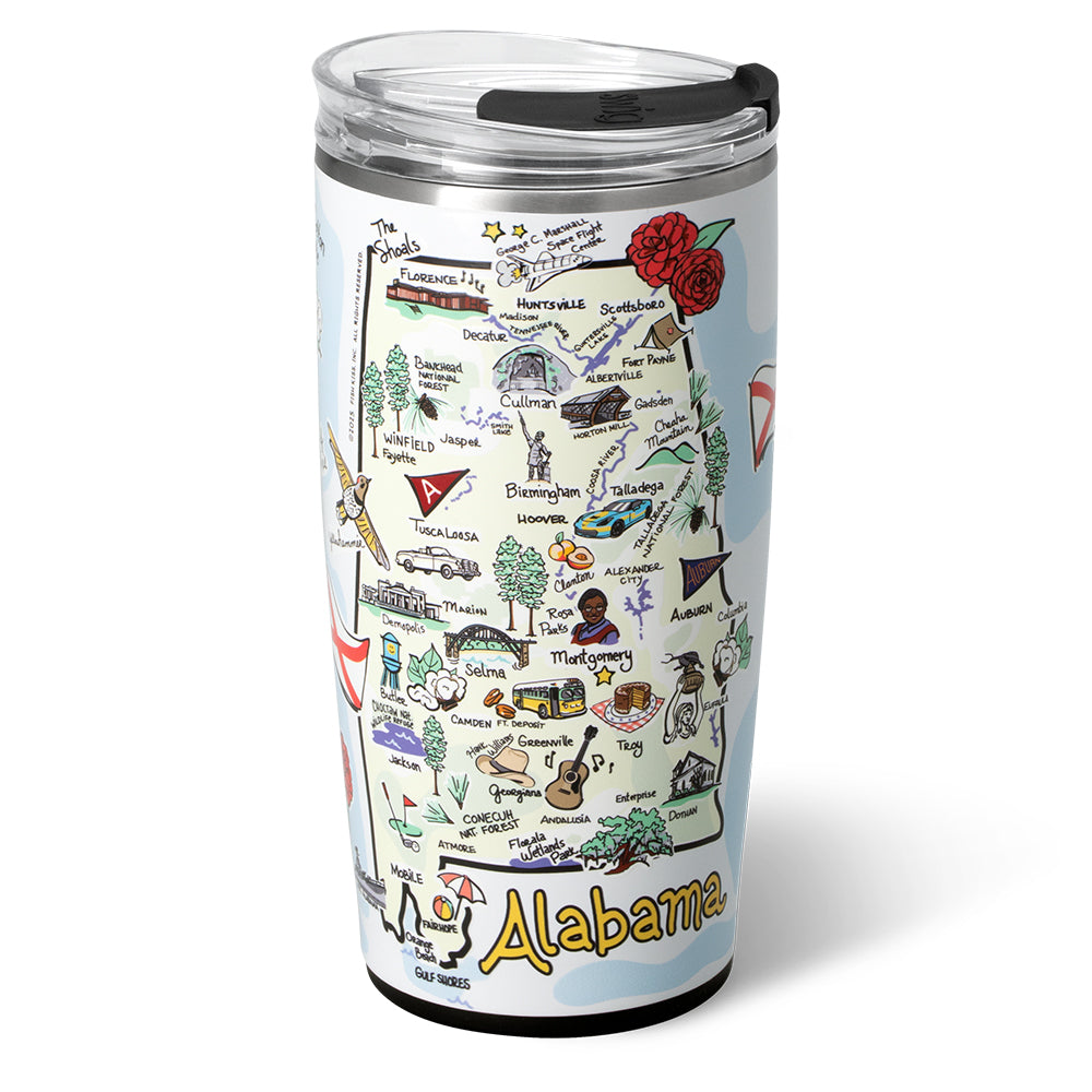 22oz Alabama Insulated Tumbler - Double Wall Stainless Steel, Leak-Proof Lid, Perfect for Coffee, Tea & Cold Drinks - Great for Travel, Office & Outdoor Activities