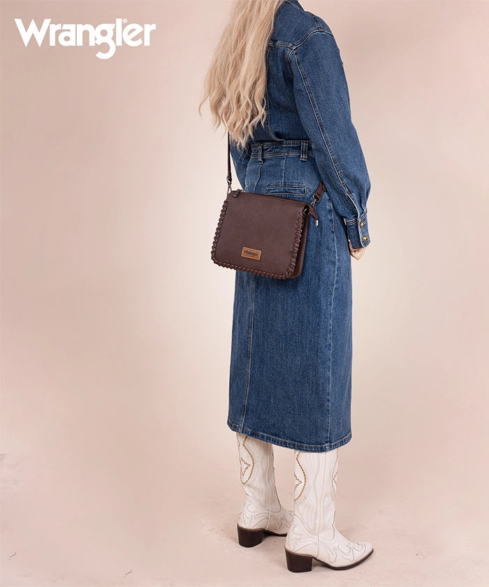 Wrangler Braided Crossbody Bag for Women - Stylish Leather Shoulder Purse with Adjustable Strap, Perfect for Travel, Shopping & Everyday Use