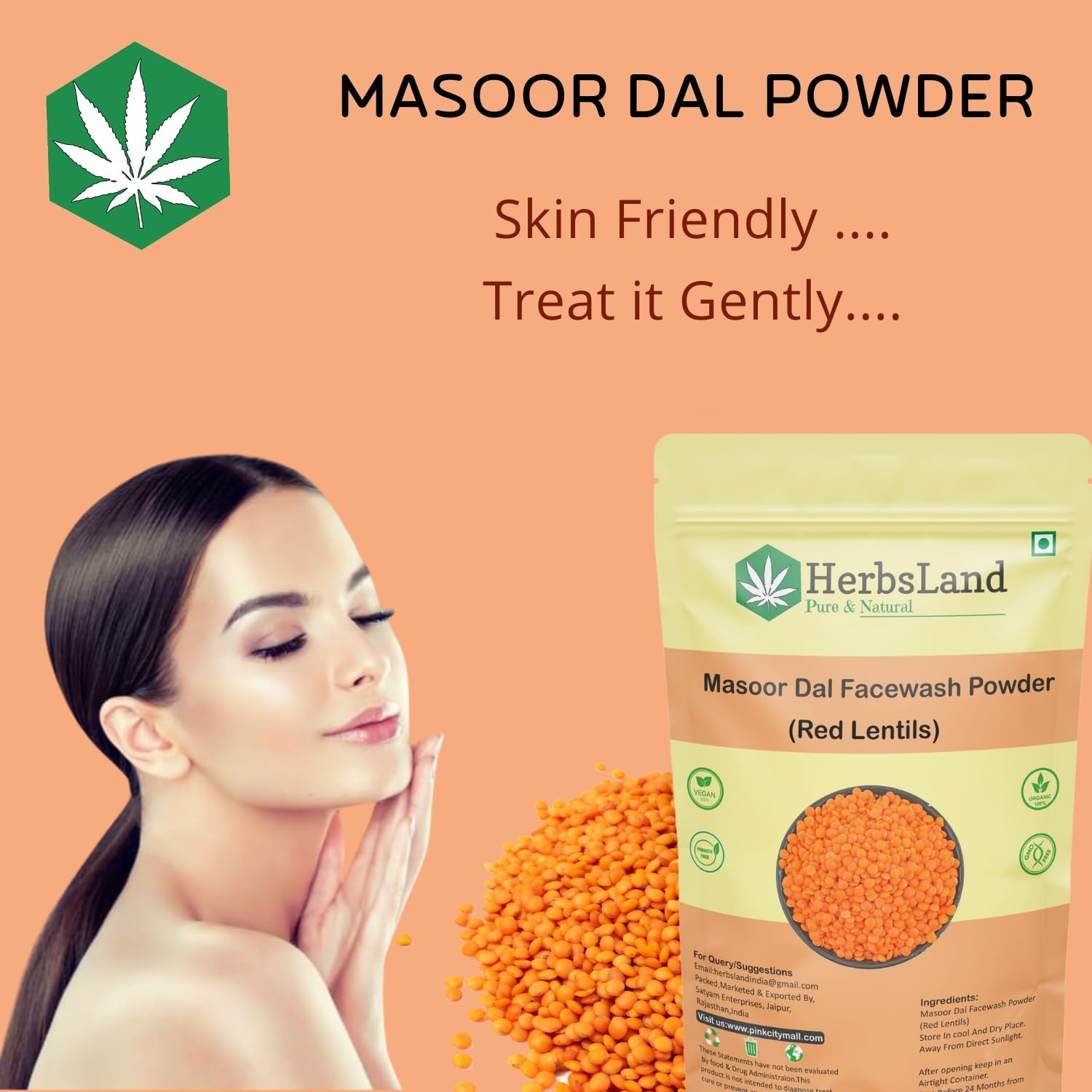 HerbsLand® 100% Natural Beetroot Powder & Red Lentil (Masoor Dal) Face Pack - Organic Superfood for Glowing Skin & Anti-Aging Care (100g Each) | DIY Facial Mask for Dry, Oily & Acne-Prone Skin