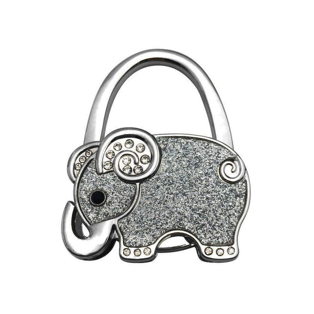 2 Pack Elephant Shaped Foldable Purse Hooks - Portable Handbag Hangers for Tables, Restaurants & Travel - Space Saving Bag Holder for Purse Storage (Black) - Perfect for Dining Out, Shopping & Office Use