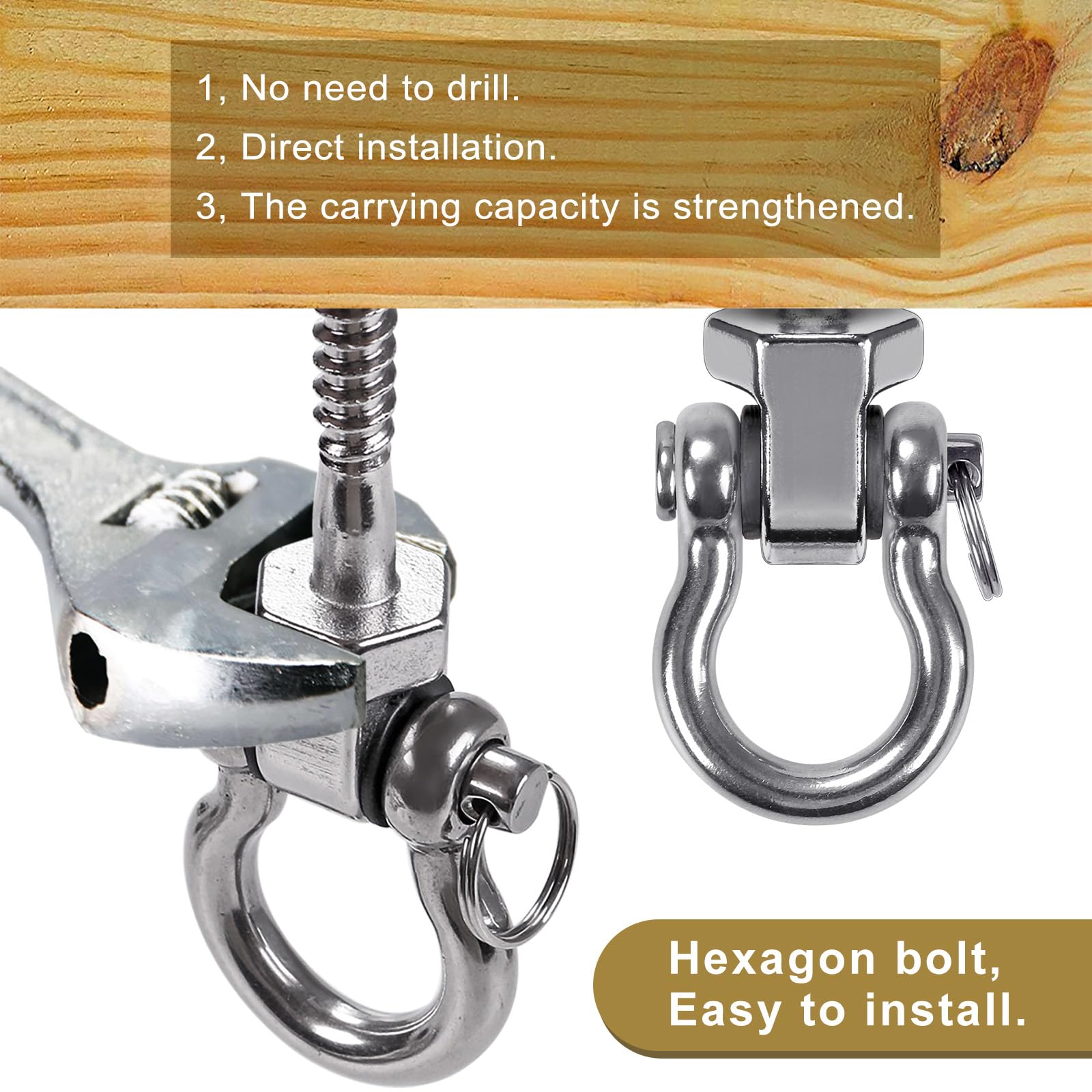 Heavy Duty Swing Hangers with Bearings - 2 Pack Stainless Steel 304 Screw Brackets for Hanging Chairs, Swings, Hammocks - 1500LB Capacity - Perfect for Indoor & Outdoor Use in Backyards, Patios, Decks and Play Areas