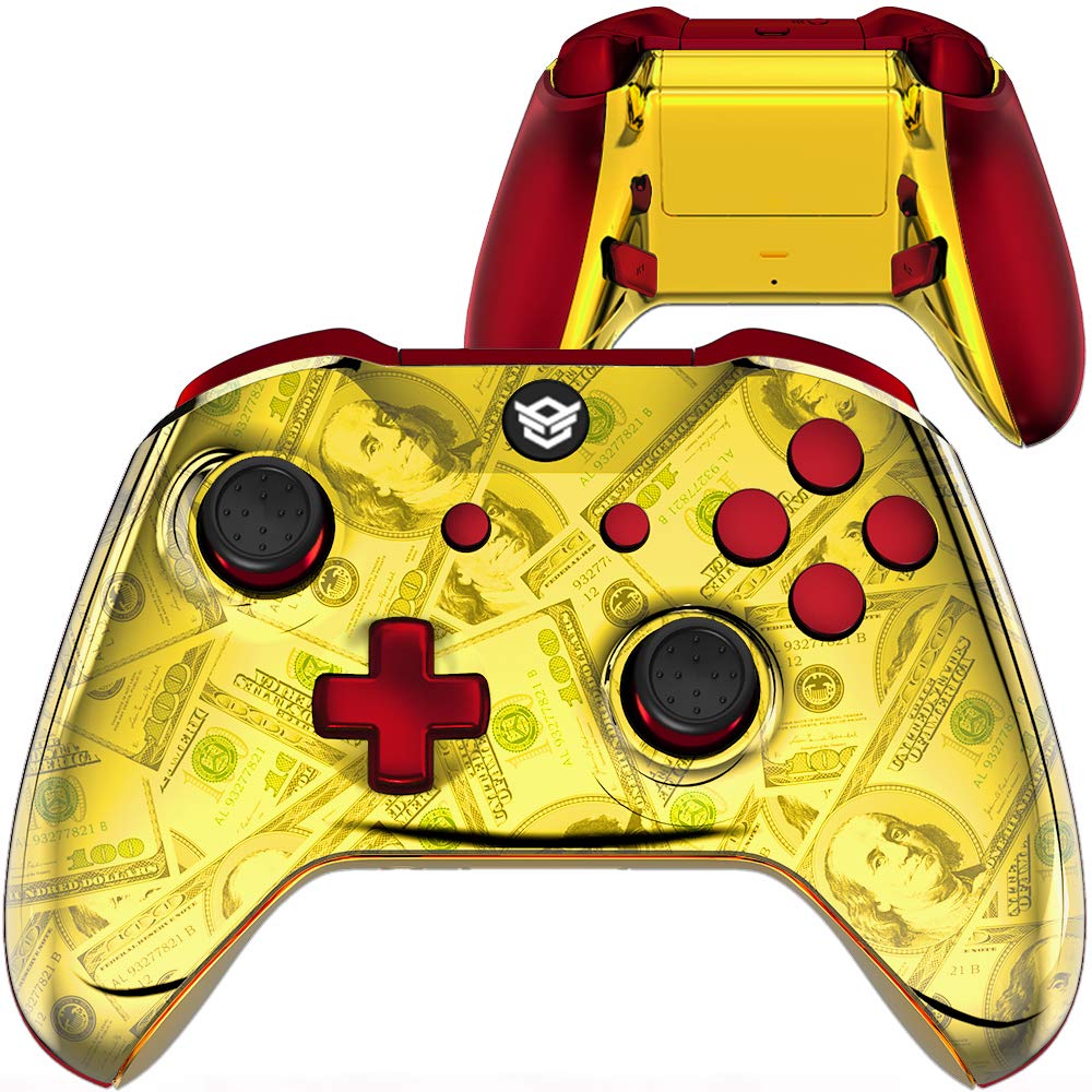 HexGaming Custom eSport BLADE Controller for Xbox Series X/S & PC - Wireless FPS Gaming Gamepad with 2 Paddle Buttons, Interchangeable Thumbsticks & Triggers (Chrome Gold) - Perfect for Competitive eSports, First-Person Shooters, and Professional Gaming Tournaments