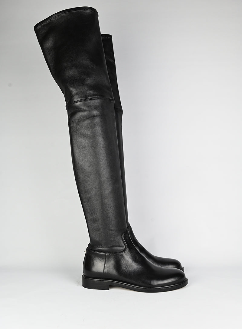 Valentino Black Thigh High Boots Size 39 - Elegant & Stylish for Evening Parties & Night Out