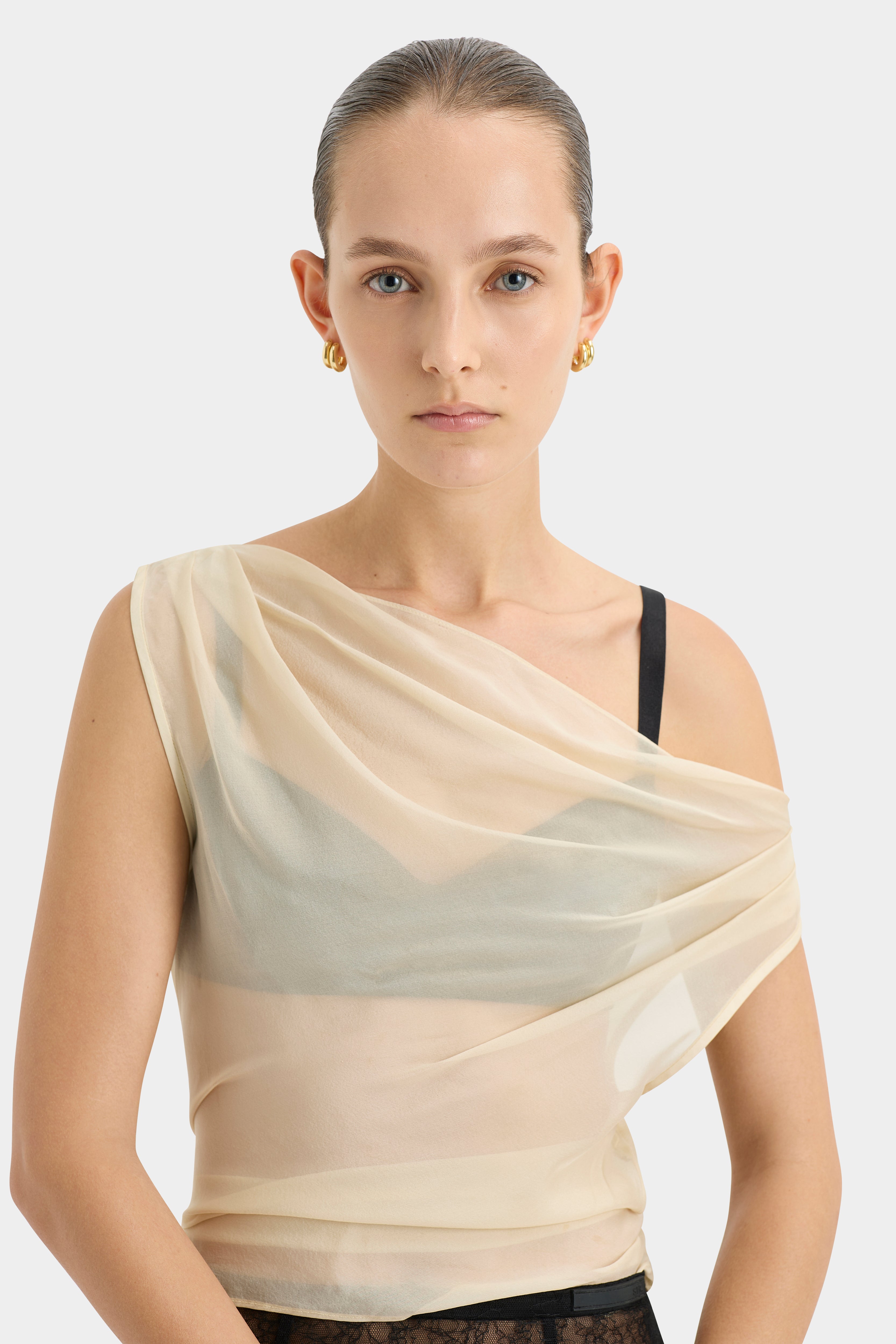 Strobe Cowl Top Bone - Stylish & Comfortable Women's Knit Sweater for Fall & Winter - Perfect for Casual Outings, Office Wear & Cozy Evenings