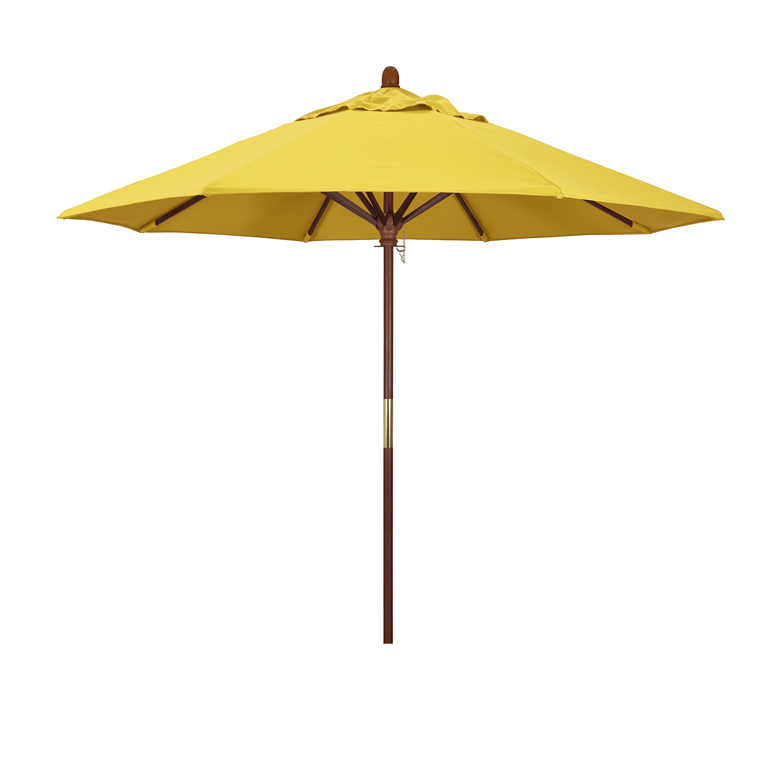 9' Round Hardwood Market Umbrella - Stainless Steel Push Open for Patio & Garden