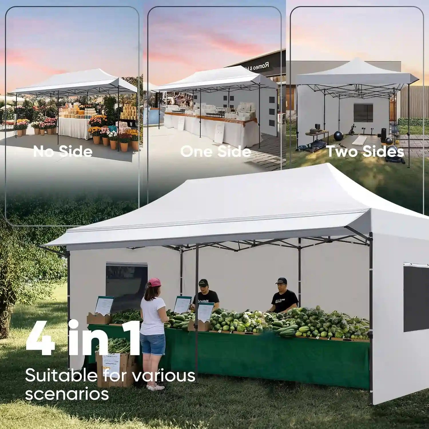 Heavy Duty Commercial Pop Up Canopy Tent - Waterproof Instant Shelter for Outdoor Events, Parties, Markets & Camping