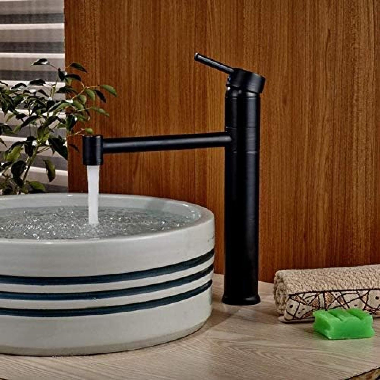 CRJUS Oil Rubbed Bronze Kitchen Faucet - Long Neck Deck Mount Single Hole Sink Mixer Tap for Vanity & Basin | Perfect for Modern Kitchens, Bathrooms & Utility Sinks