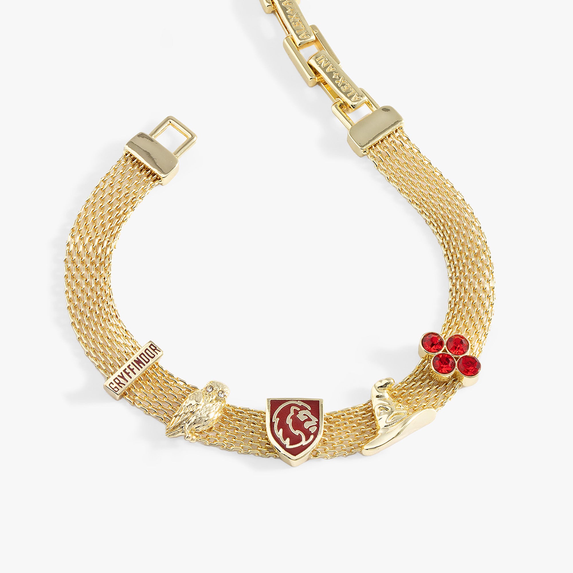 Harry Potter™ Gryffindor Mesh Charm Bracelet - Official Hogwarts House Jewelry for Women & Men - Perfect for Cosplay, Halloween & Wizarding World Fans