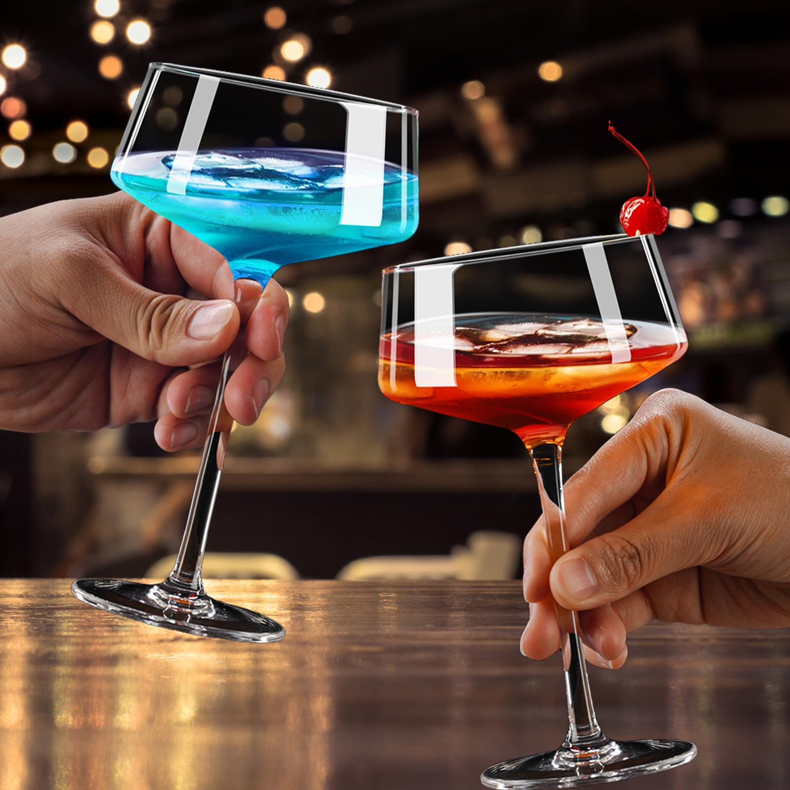 Premium Hand-Blown Martini & Coupe Glasses Set of 2 (8oz/240ml) - Elegant Cocktail Glasses for Martinis, Margaritas & Champagne - Perfect for Home Bars, Parties, Wedding Receptions & Gift Giving