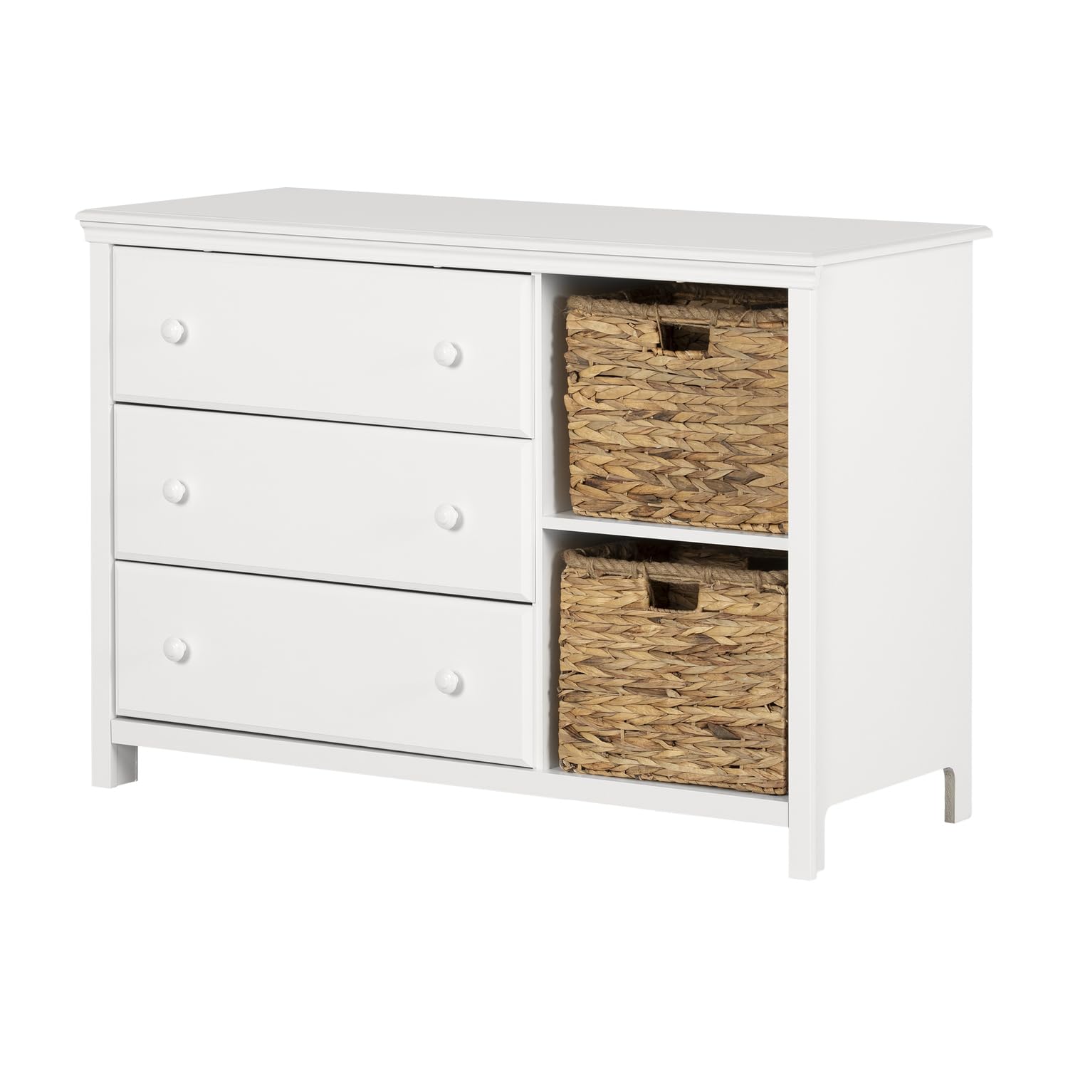 South Shore Cotton Candy 3-Drawer Dresser with Baskets, Pure White - Sturdy Kids Bedroom Storage Furniture for Clothes, Toys & Accessories - Perfect for Nursery, Toddler Room & Playroom Organization