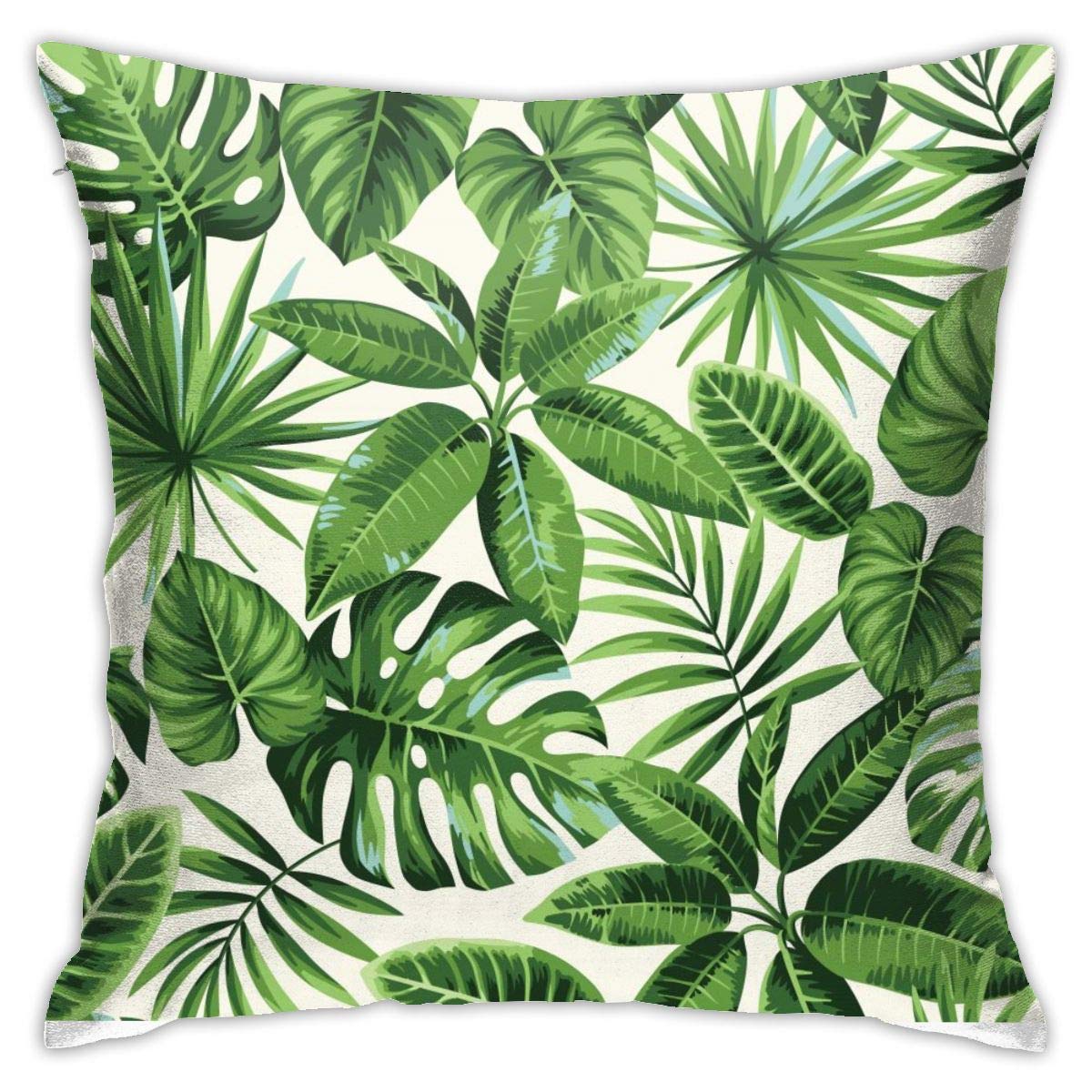 FJPT Tropical Palm Leaf Pillow Covers - Square Decorative Throw Pillow Cases for Sofa, Couch, Bed, Car & Outdoor Use - Perfect for Home Decor, Jungle Themed Parties & Indoor/Outdoor Living Spaces