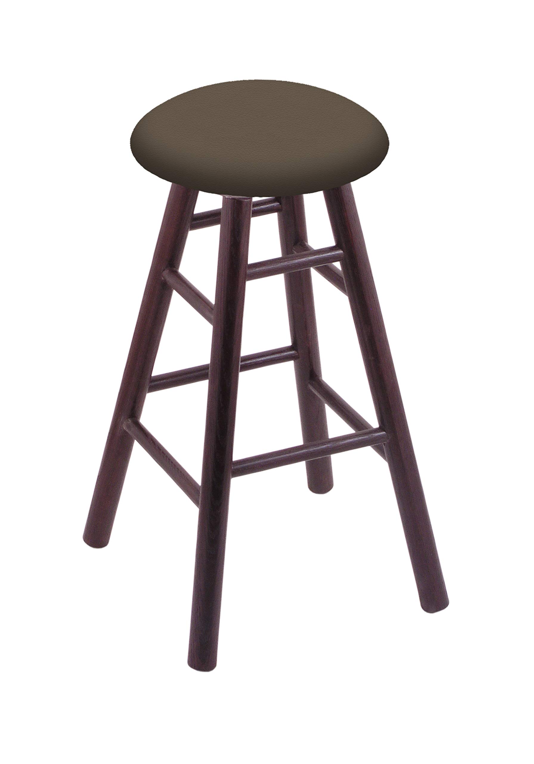 Dark Cherry Oak Bar Stool with Canter Earth Seat - Rustic Pub & Kitchen Counter Height Stool for Home Bars, Breakfast Nooks & Restaurant Seating