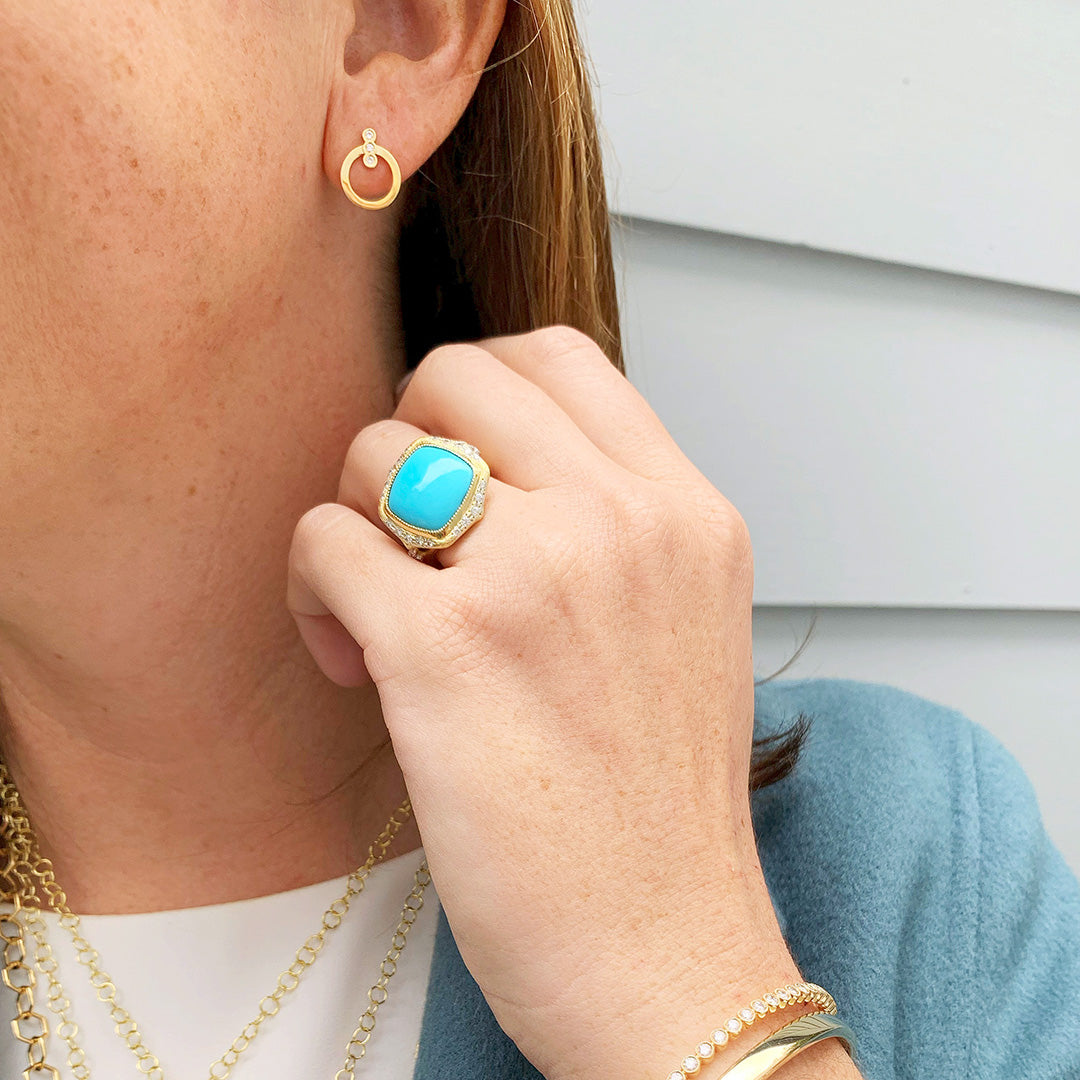 Jude Frances Moroccan Marrakesh Cushion Turquoise Ring - Handmade Boho Chic Jewelry for Women, Perfect for Festivals, Weddings & Everyday Wear