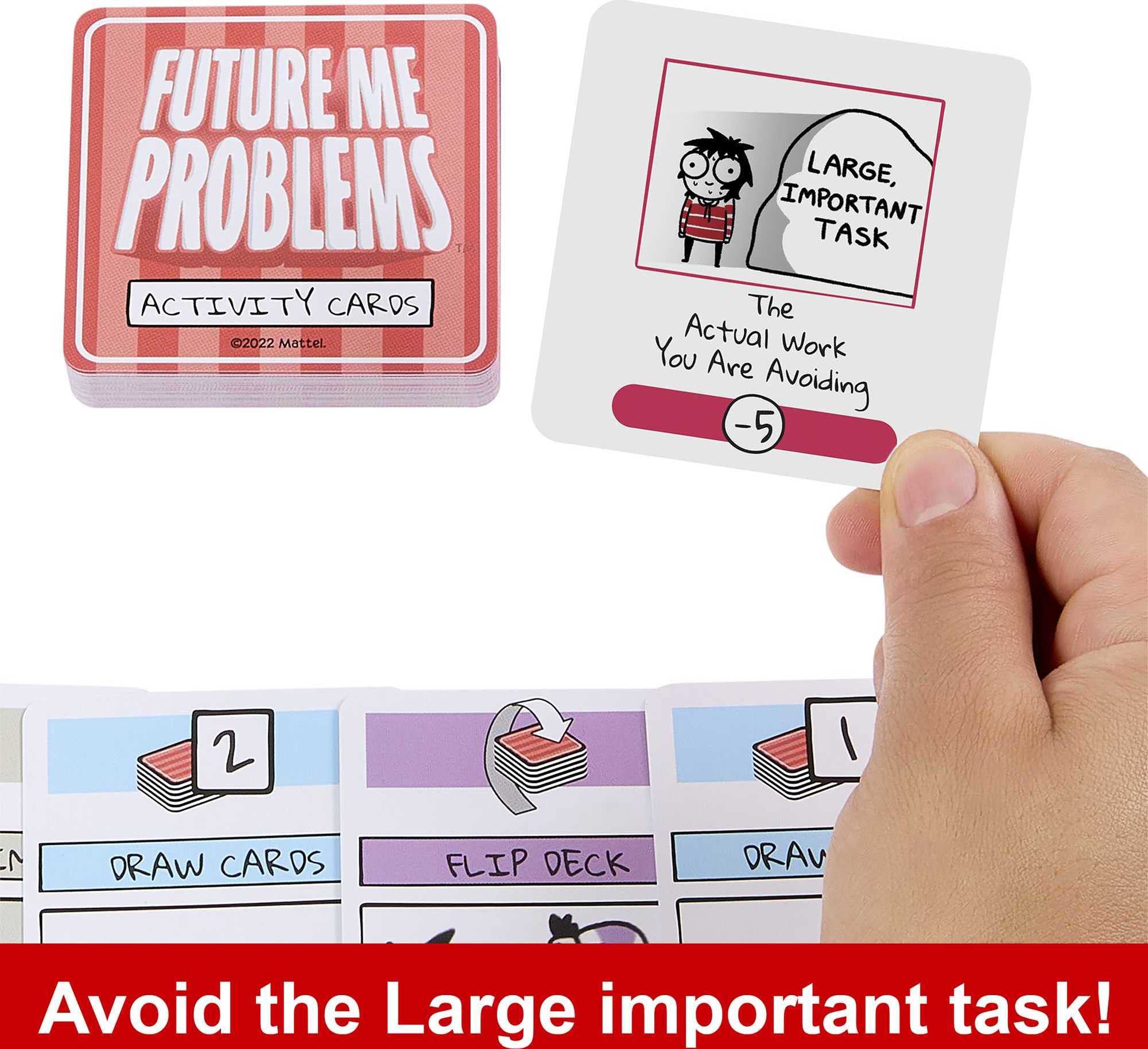 Mattel Games Sarah's Scribbles Future Me Problems Card Game - Fun Party Game for Adults & Teens - Avoid Responsibility in a Hilarious Way - Perfect for Game Nights, Gifts & Social Gatherings