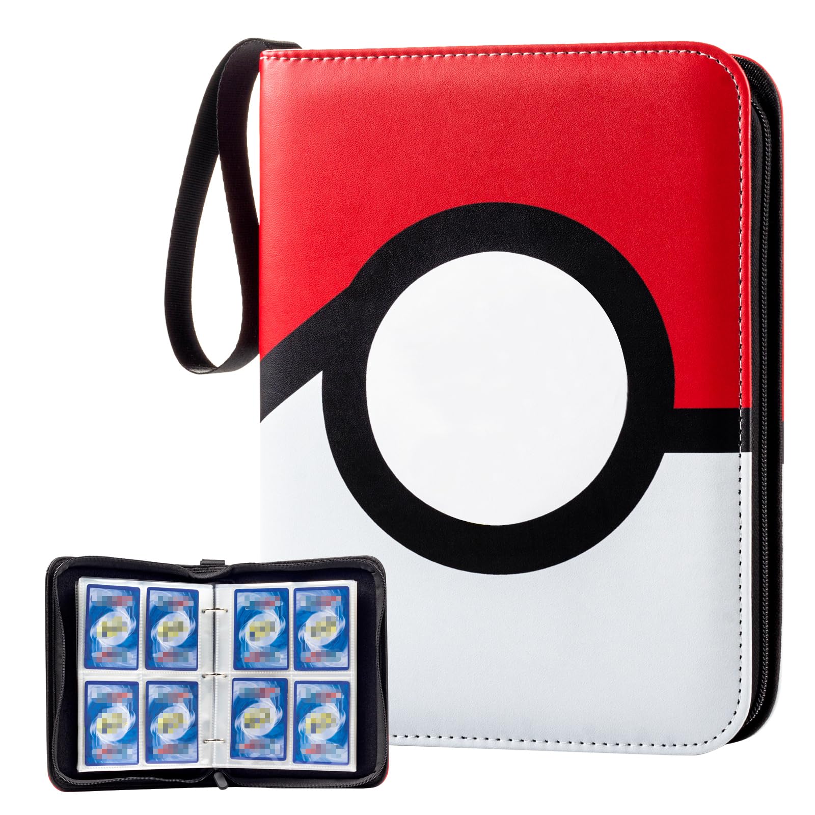 4 Pocket Trading Card Binder Holds 400 Standard Cards - Zippered Storage Album for Sports, MTG, Pokemon, Yu-Gi-Oh TCG Collectors - Durable Red Portfolio for Kids & Adults - Perfect for Card Shows, Game Nights & Collection Organization