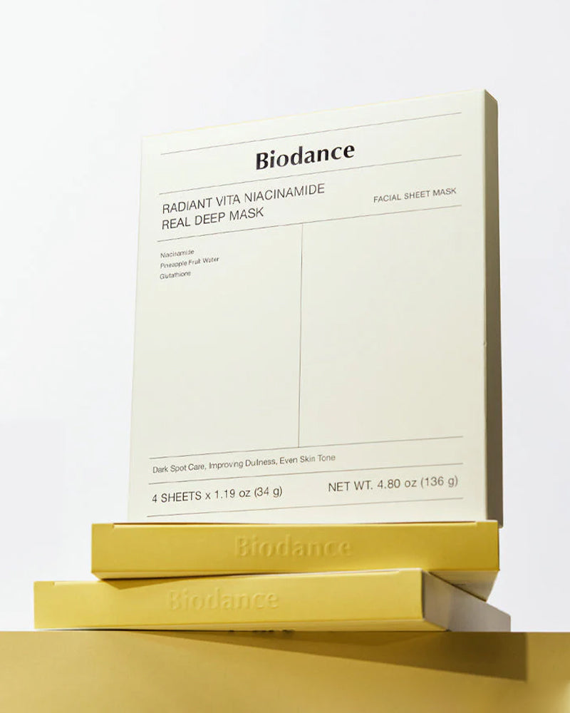 Biodance Radiant Vita Niacinamide Deep Hydrating Face Mask - Brightening & Pore Minimizing Treatment for Glowing Skin - Perfect for Nighttime Skincare Routine & Spa Days