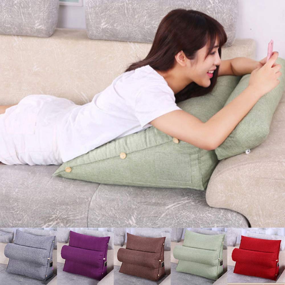 Ochine Wedge Reading & TV Pillow with Adjustable Neck Support - Memory Foam Backrest Cushion with Pockets, Removable Washable Cover - Perfect for Bed, Sofa & Watching TV