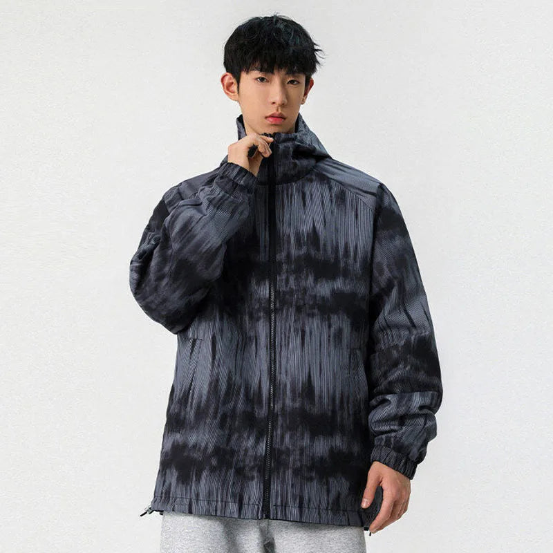 Men's Reversible Hooded Jacket - American Style Streetwear Coat with Drawstring, Solid Color Spring Outerwear for Casual Wear | Perfect for Urban Outings & Outdoor Activities