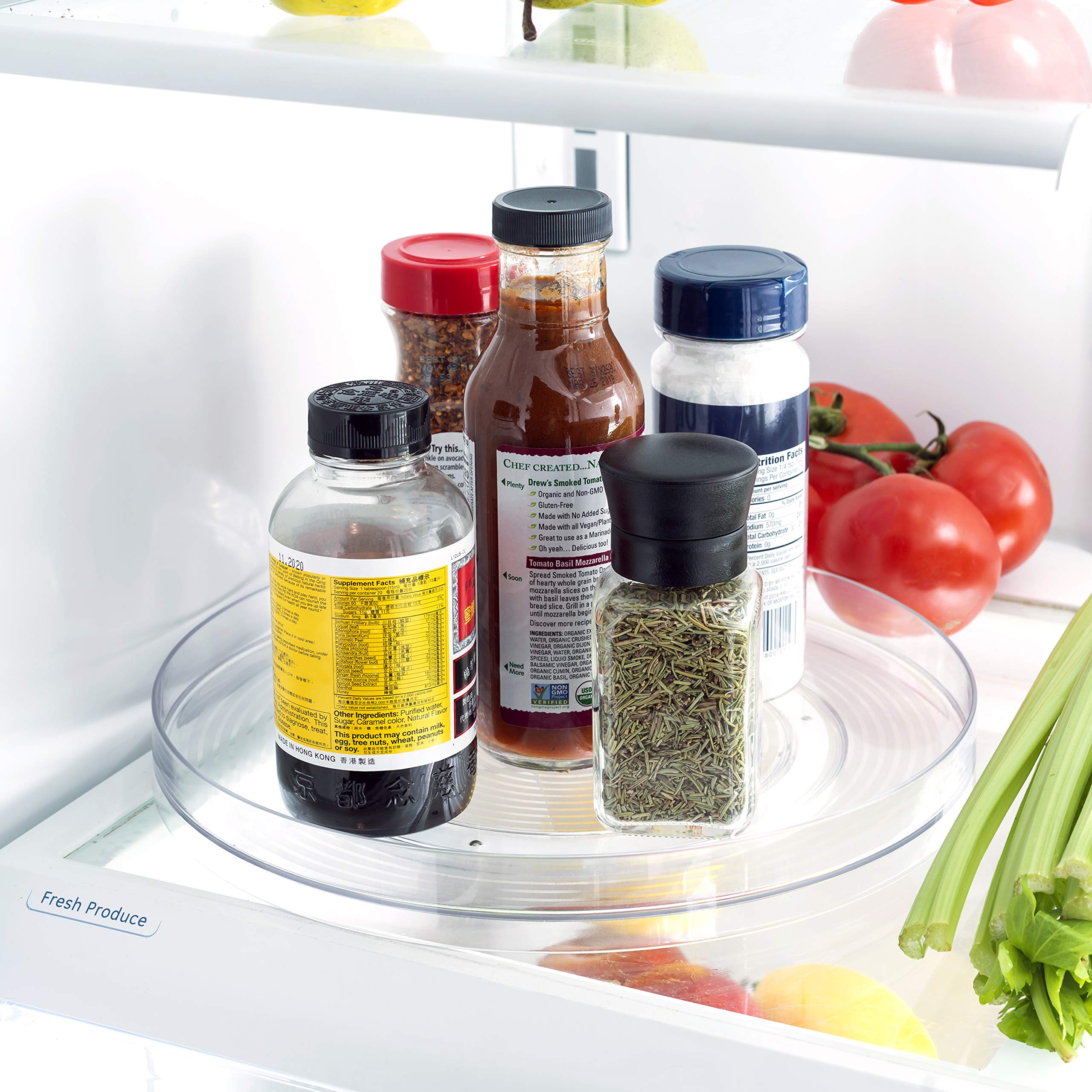 Clear 11.5-Inch Plastic Lazy Susan Turntable Organizer for Kitchen Countertop, Pantry & Spice Storage - Perfect for Easy Access to Cooking Ingredients, Makeup or Office Supplies