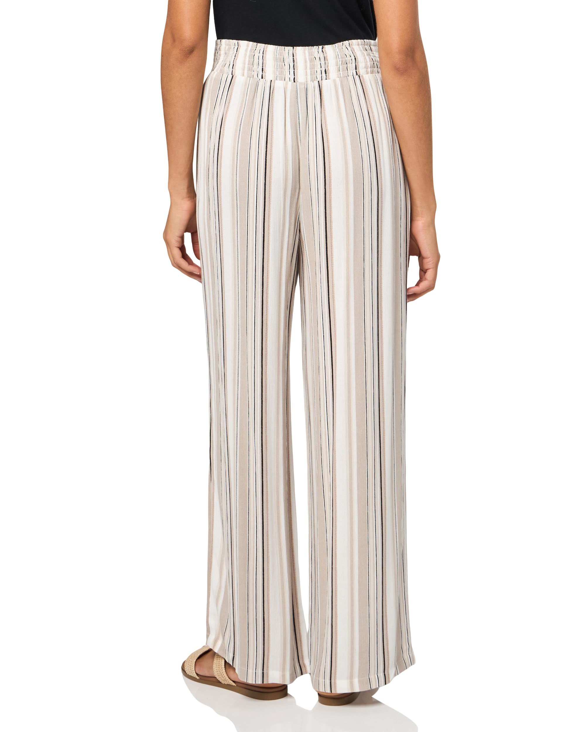 AGB Women's Comfortable Pull-On Wide Leg Pants - Soft Stretchy High Waist Trousers for Work, Office & Casual Wear
