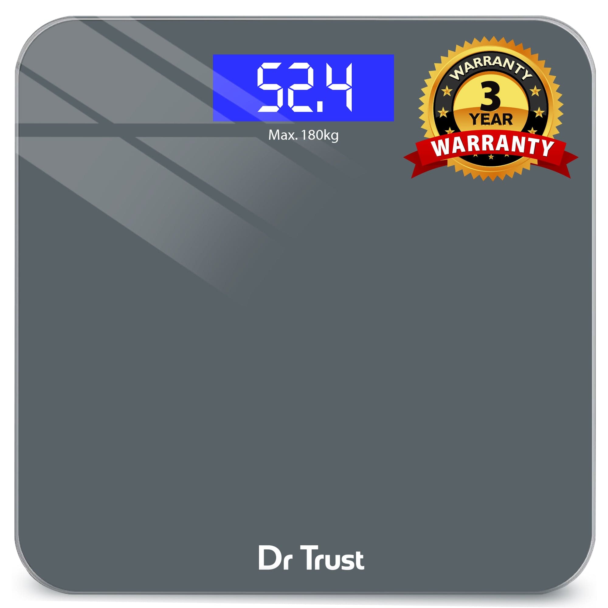 Dr Trust USA Platinum Rechargeable Digital Bathroom Scale - High Precision Body Weight Scale for Home & Gym Use, BMI Calculator with LCD Display, 400 lbs Capacity