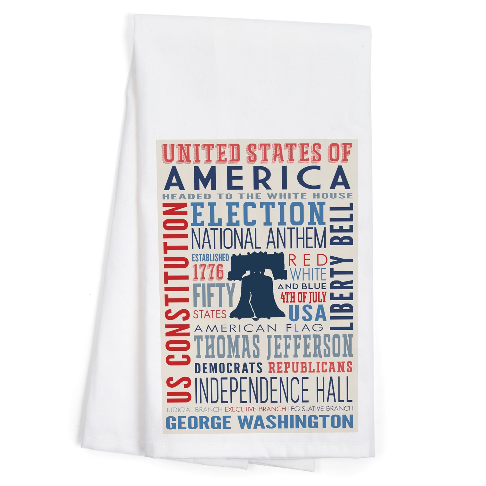 Lantern Press Americana Typography 100% Cotton Tea Towel - Decorative Kitchen Hand Towel for Dish Drying, Home Decor & Gift Giving
