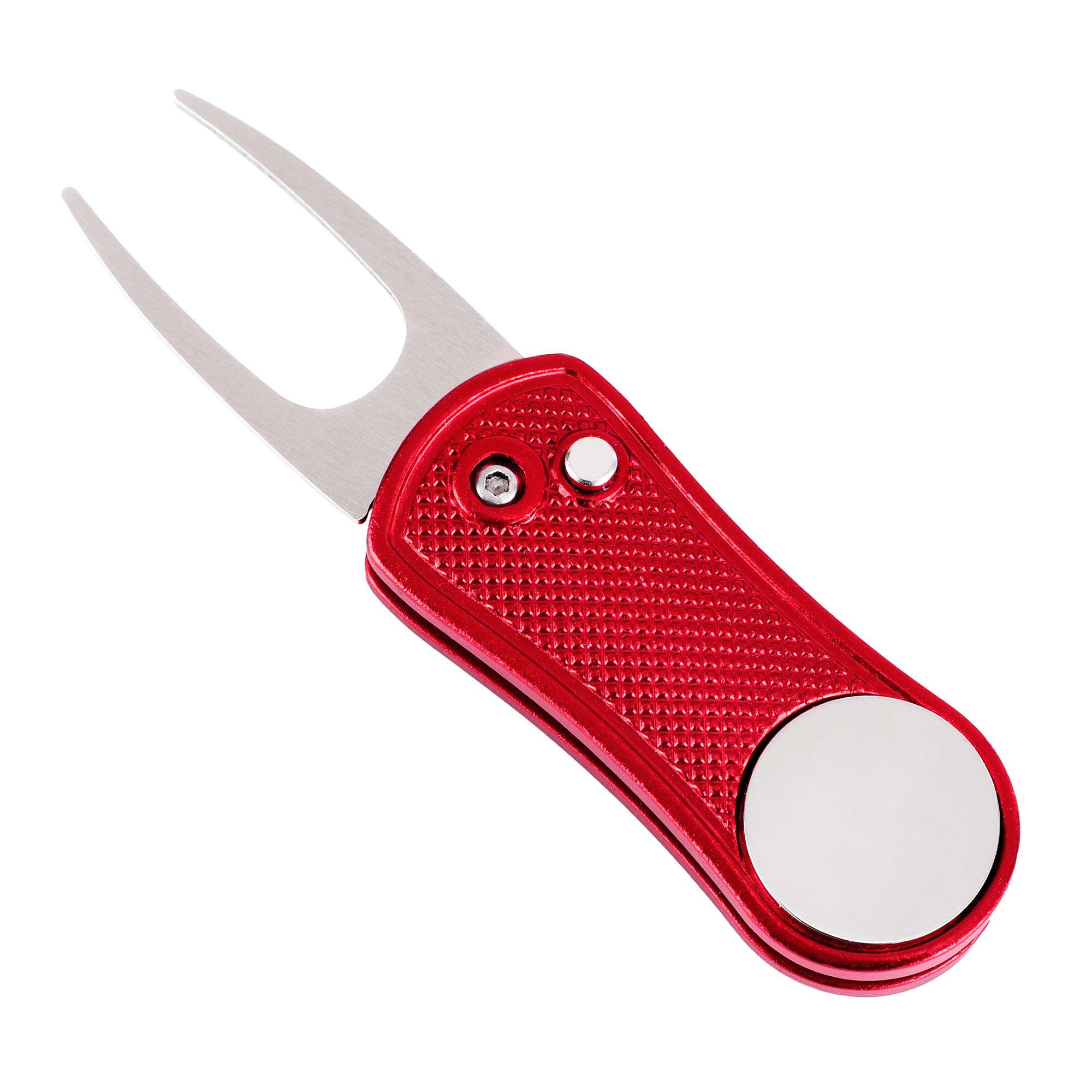 Premium All-Metal Golf Divot Repair Tool with Foldable Design, Pop-Up Button & Magnetic Ball Marker - Perfect for Golf Course Greens, Practice Ranges & Tournament Play