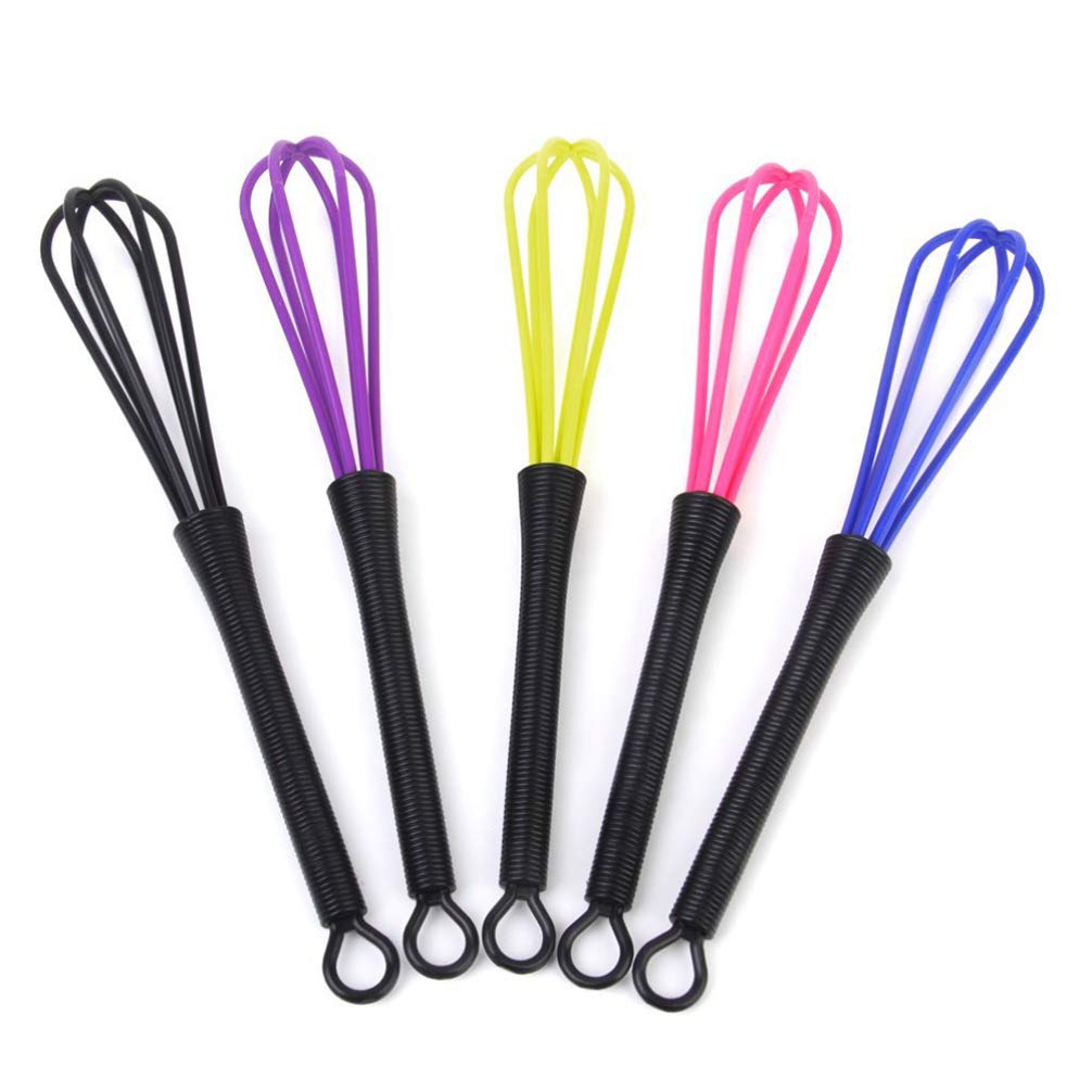 DOITOOL 5-Piece Plastic Balloon Whisk Set - Salon Hairdresser Mixing Tool for Baking, Cooking & Egg Blending - Durable Balloon Stirrer Whip for Professional & Home Use (Random Colors)