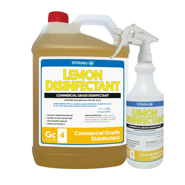 Whiteley Lemon Disinfectant Spray - Antibacterial & Antiviral Surface Cleaner for Home, Kitchen & Office Use - Fresh Lemon Scent (16oz) - Ideal for Countertops, Doorknobs & High-Touch Areas
