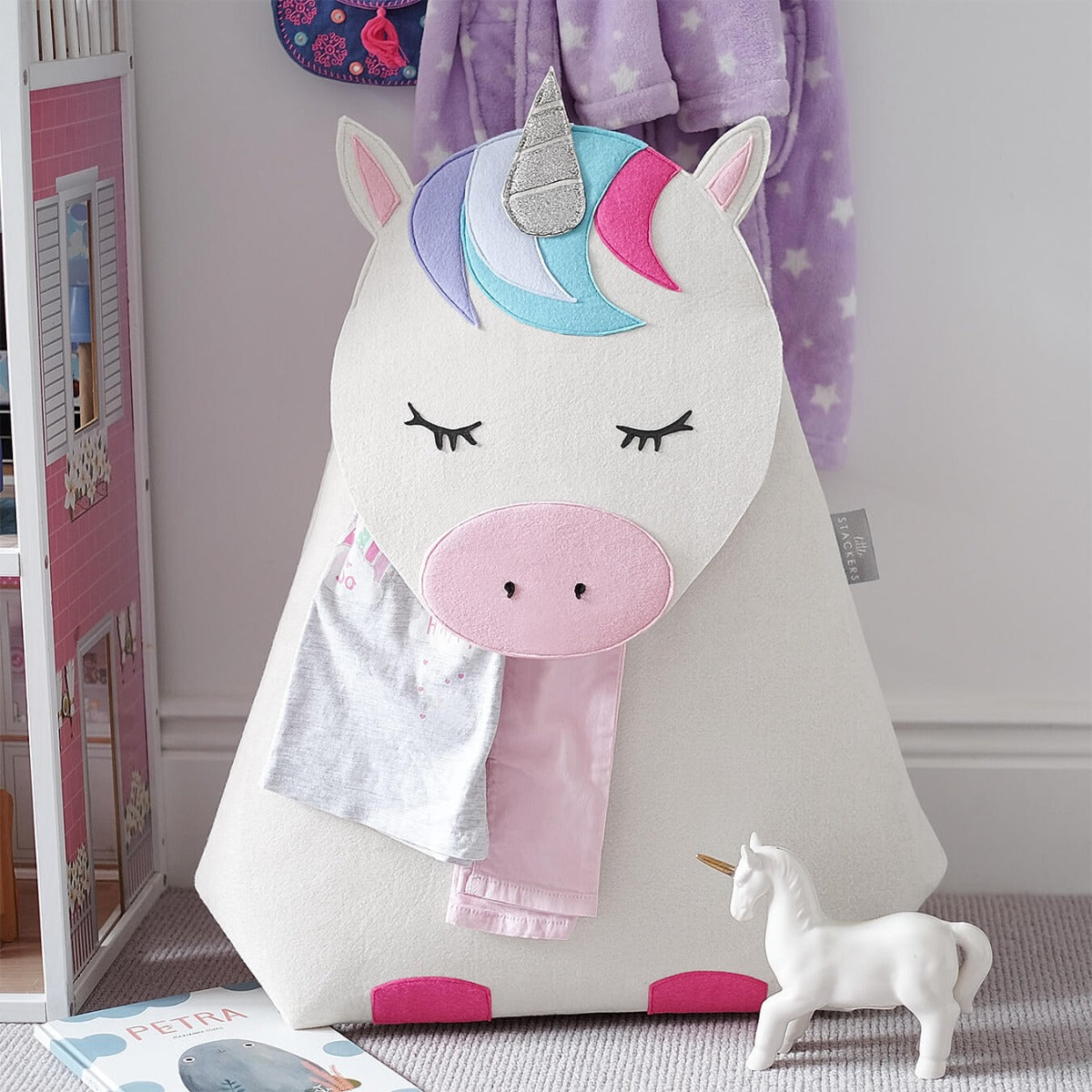 Lola The Unicorn Bed Pocket Organizer - Cute Unicorn-Themed Storage for Books, Toys & Essentials - Perfect for Kids Bedroom, Dorm Room & Sleepovers