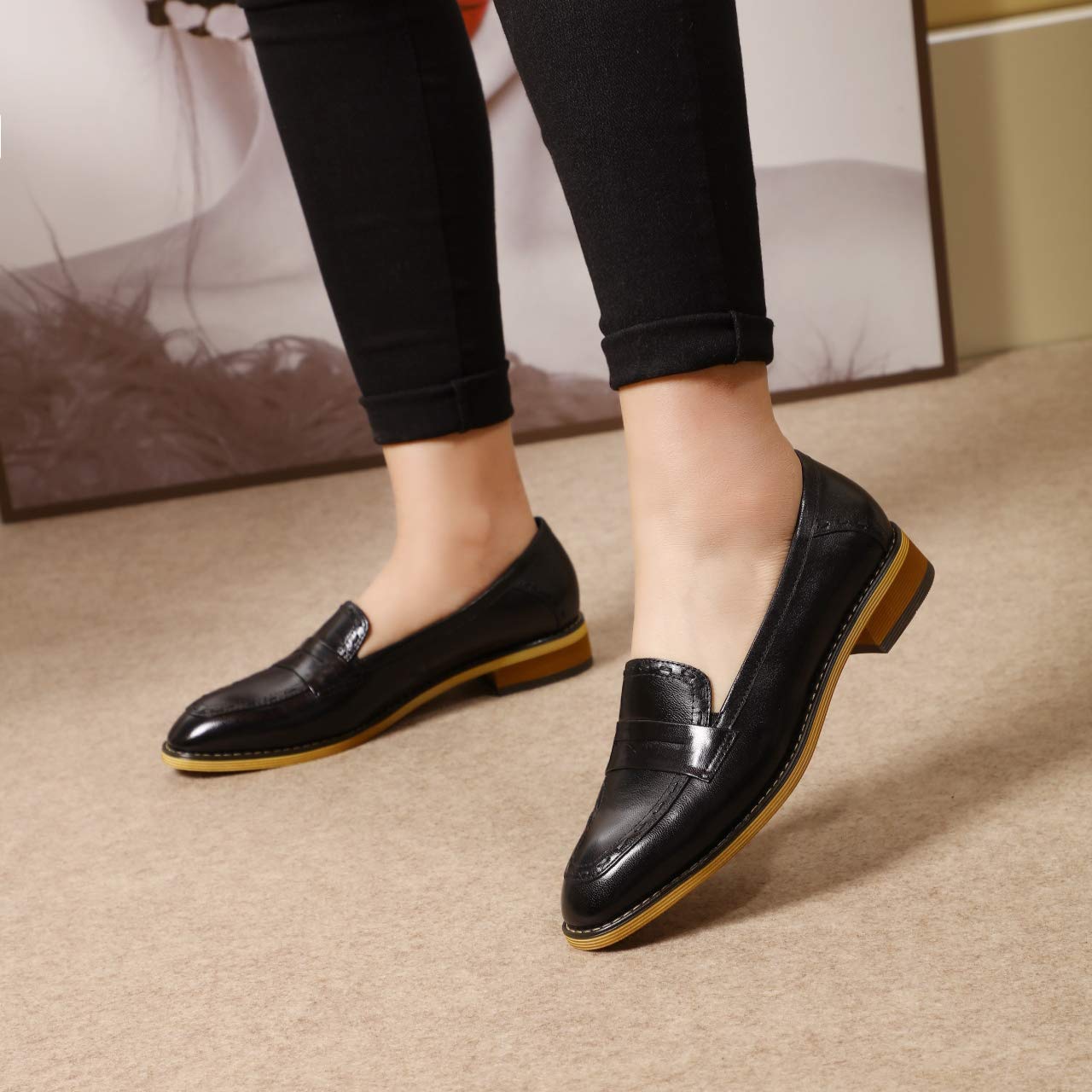 Women's Genuine Leather Penny Loafers - Slip On Casual Flats for Office & Everyday Wear | Comfortable Flying Monk Style Shoes for Women | Perfect for Work, Travel & Business Casual Outfits